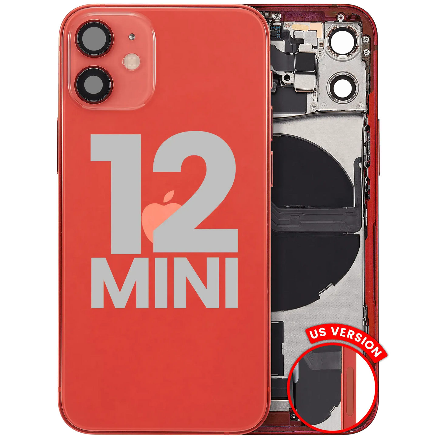 Back Housing W/ Charging Port Flex & Small Parts For iPhone 12 Mini (US Version) (Pull) (Red)