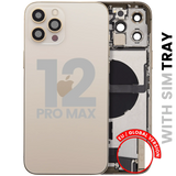 Back Housing W/ Charging Port Flex & Small Parts For iPhone 12 Pro Max (EU / Global Version) (Used OEM) (Pull) (Gold)