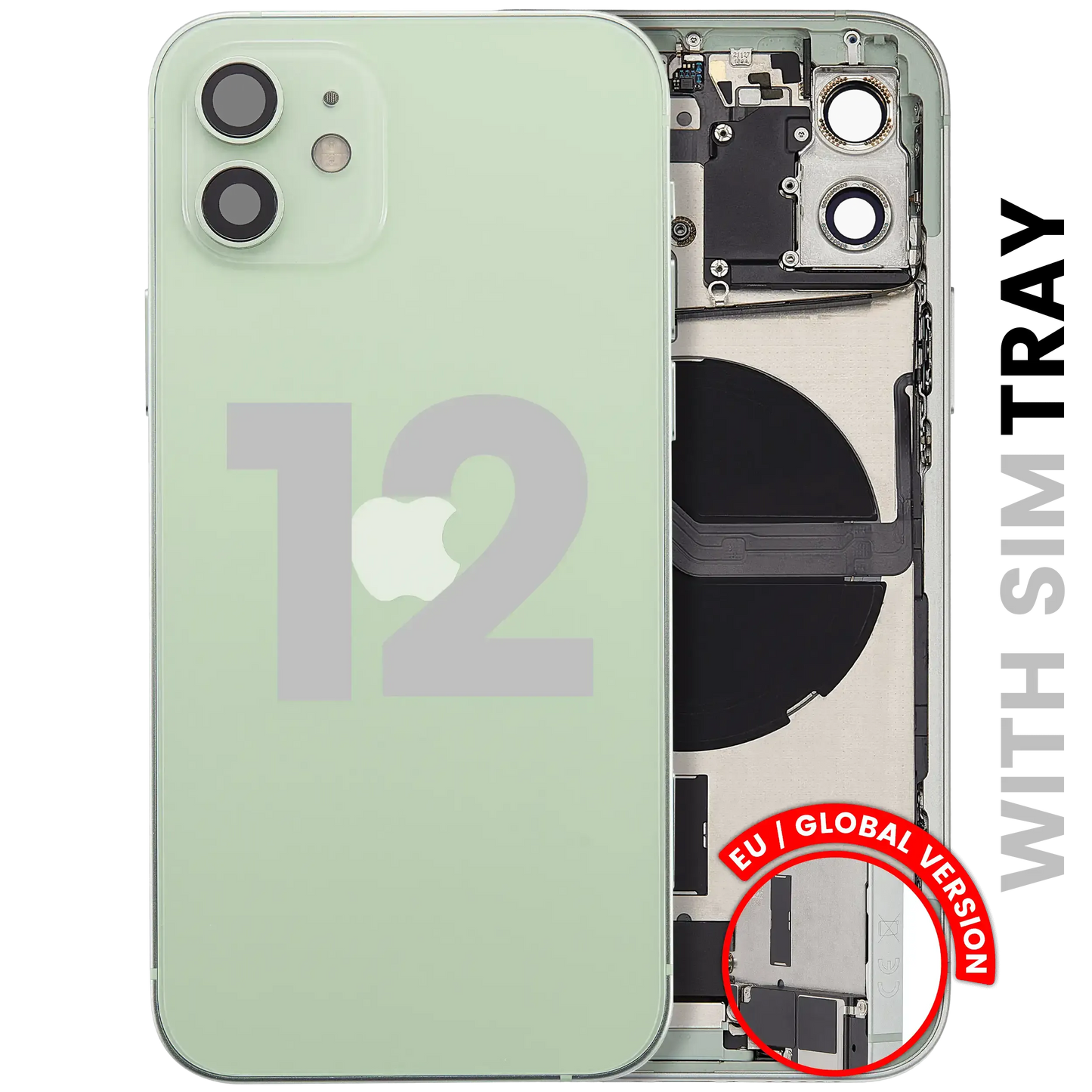Back Housing W/ Charging Port Flex & Small Parts For iPhone 12 (EU / Global Version) (Used OEM) (Pull) (Green)