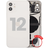 Back Housing W/ Charging Port Flex & Small Parts For iPhone 12 (US Version) (Used OEM) (Pull) (White)
