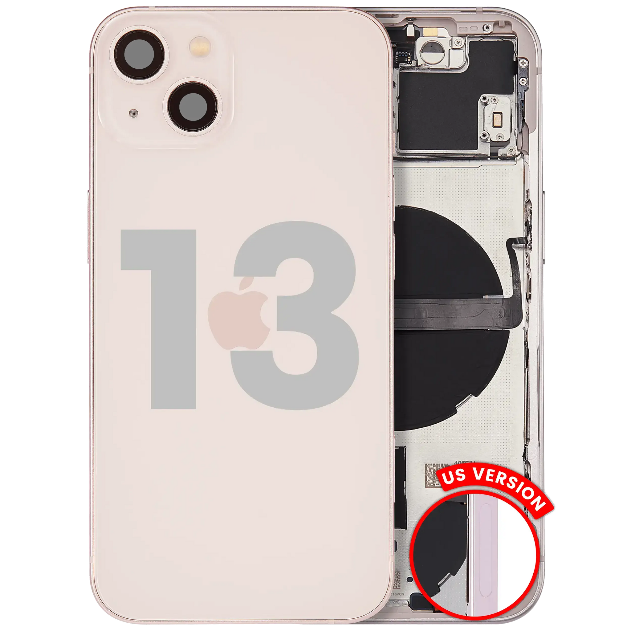 Back Housing W/ Small Parts For iPhone 13 (US Version) (Pull) (Pink)