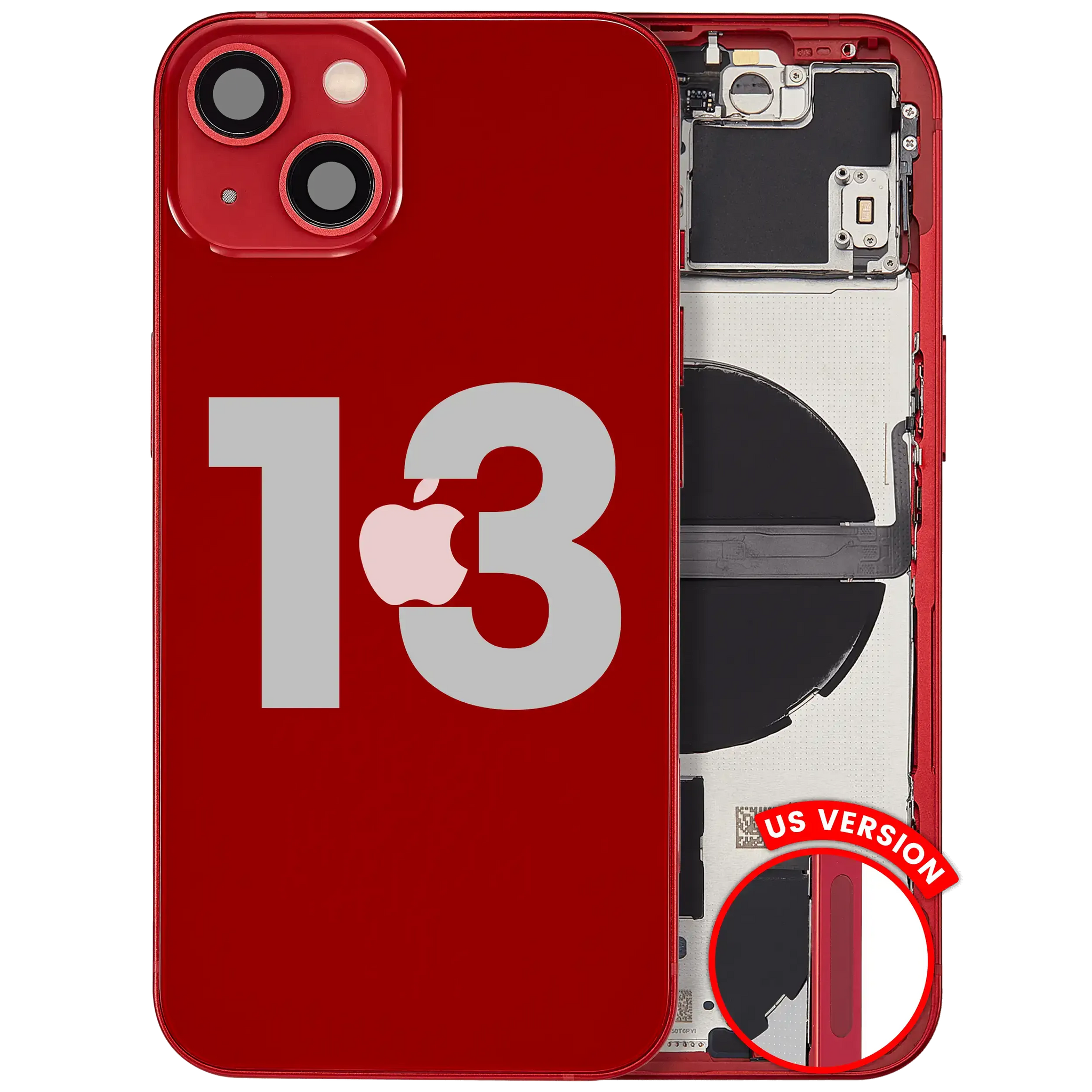 Back Housing W/ Small Parts For iPhone 13 (US Version) (Pull) (Red)