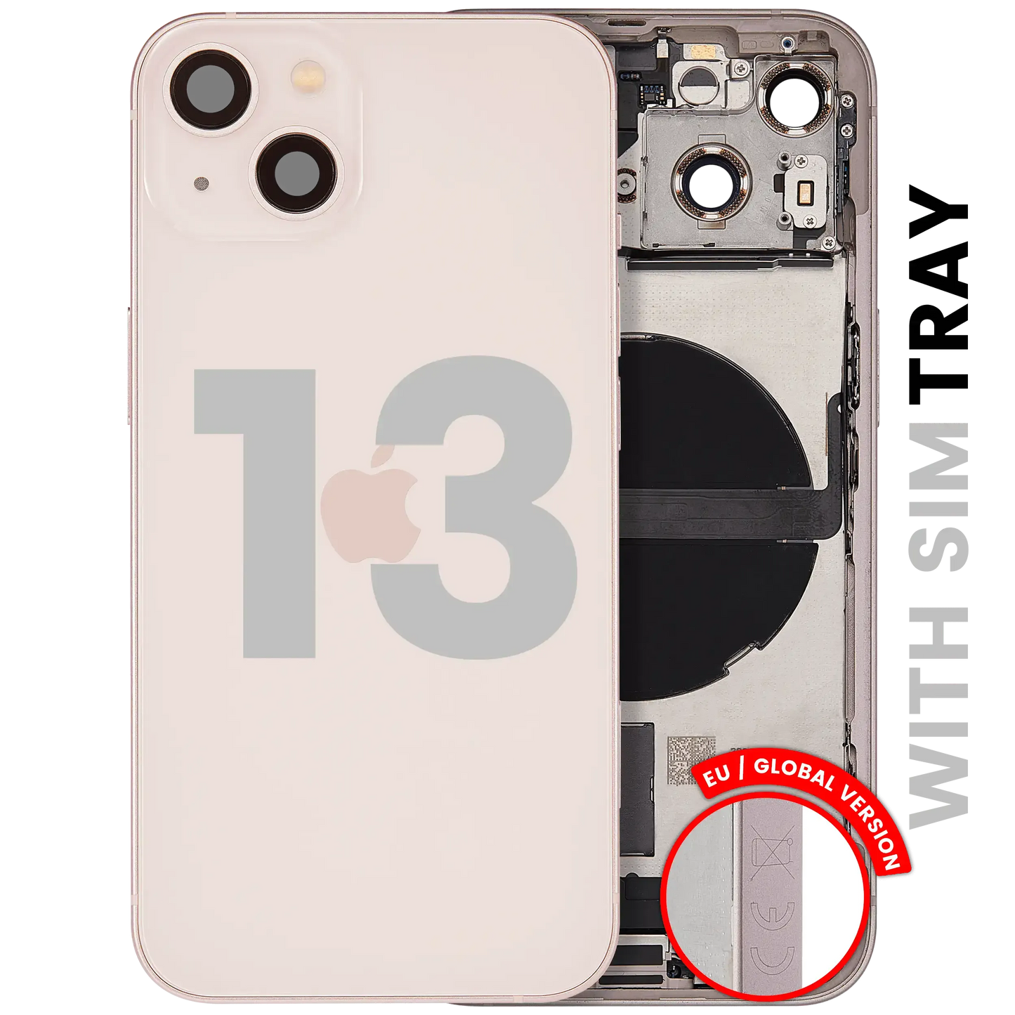 Back Housing W/ Charging Port Flex & Small Parts For iPhone 13 (EU / Global Version) (Pull) (Pink)