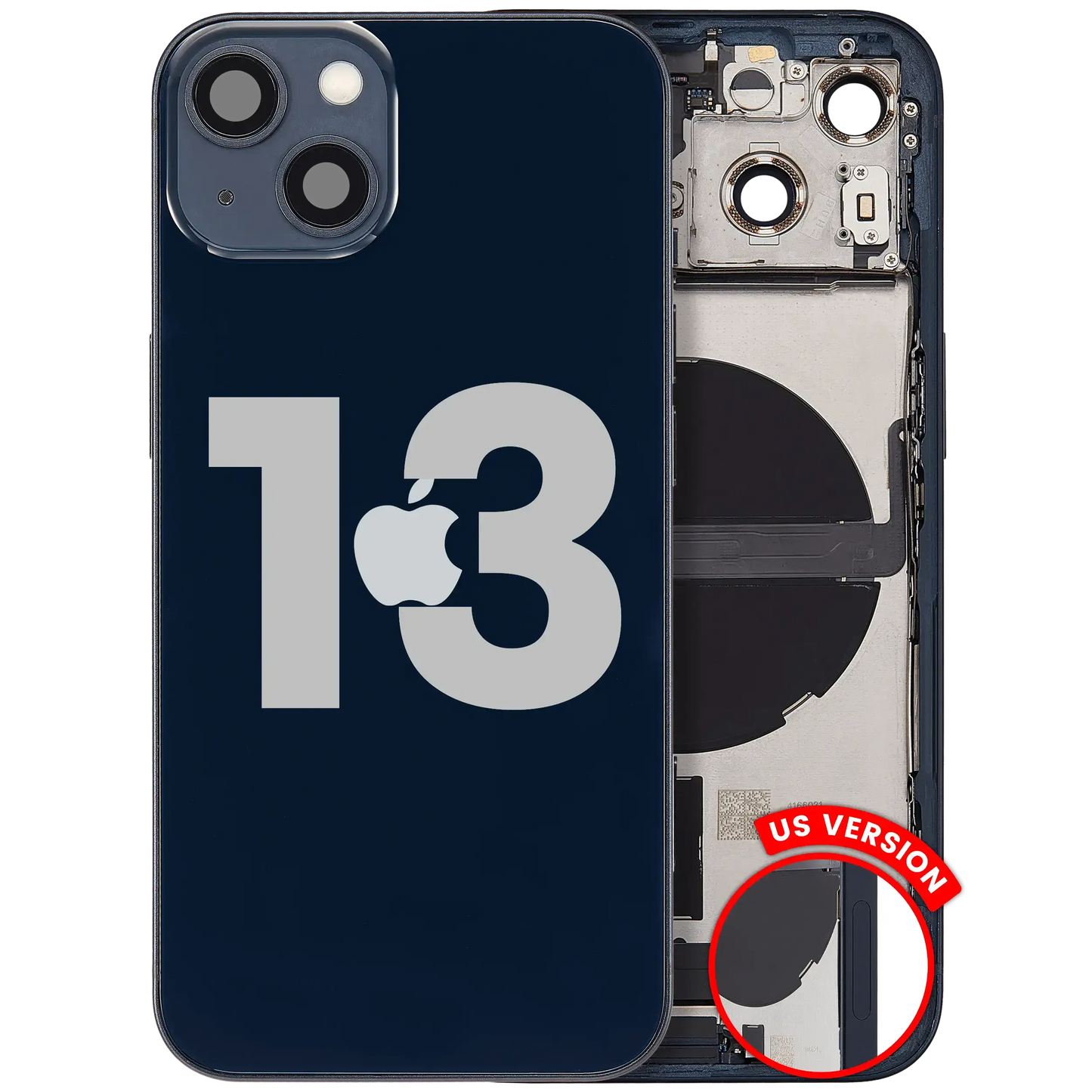 Back Housing W/ Charging Port Flex & Small Parts For iPhone 13 (US Version) (Used OEM) (Pull) (Midnight)