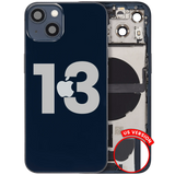 Back Housing W/ Charging Port Flex & Small Parts For iPhone 13 (US Version) (Used OEM) (Pull) (Midnight)