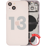 Back Housing W/ Charging Port Flex & Small Parts For iPhone 13 (US Version) (Used OEM) (Pull) (Pink)