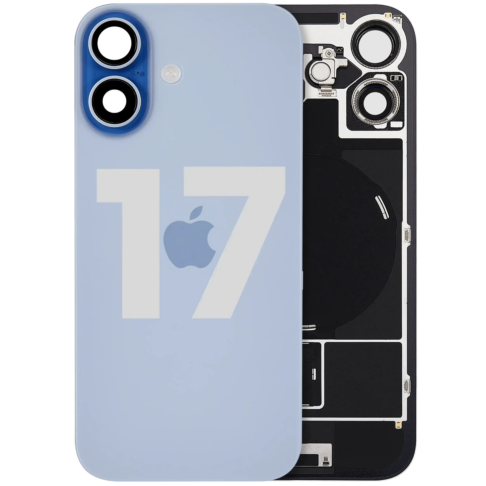 Back Glass w/ MagSafe Magnet & NFC & Flashlight Flex For iPhone 17 (Pull) (Mist Blue)