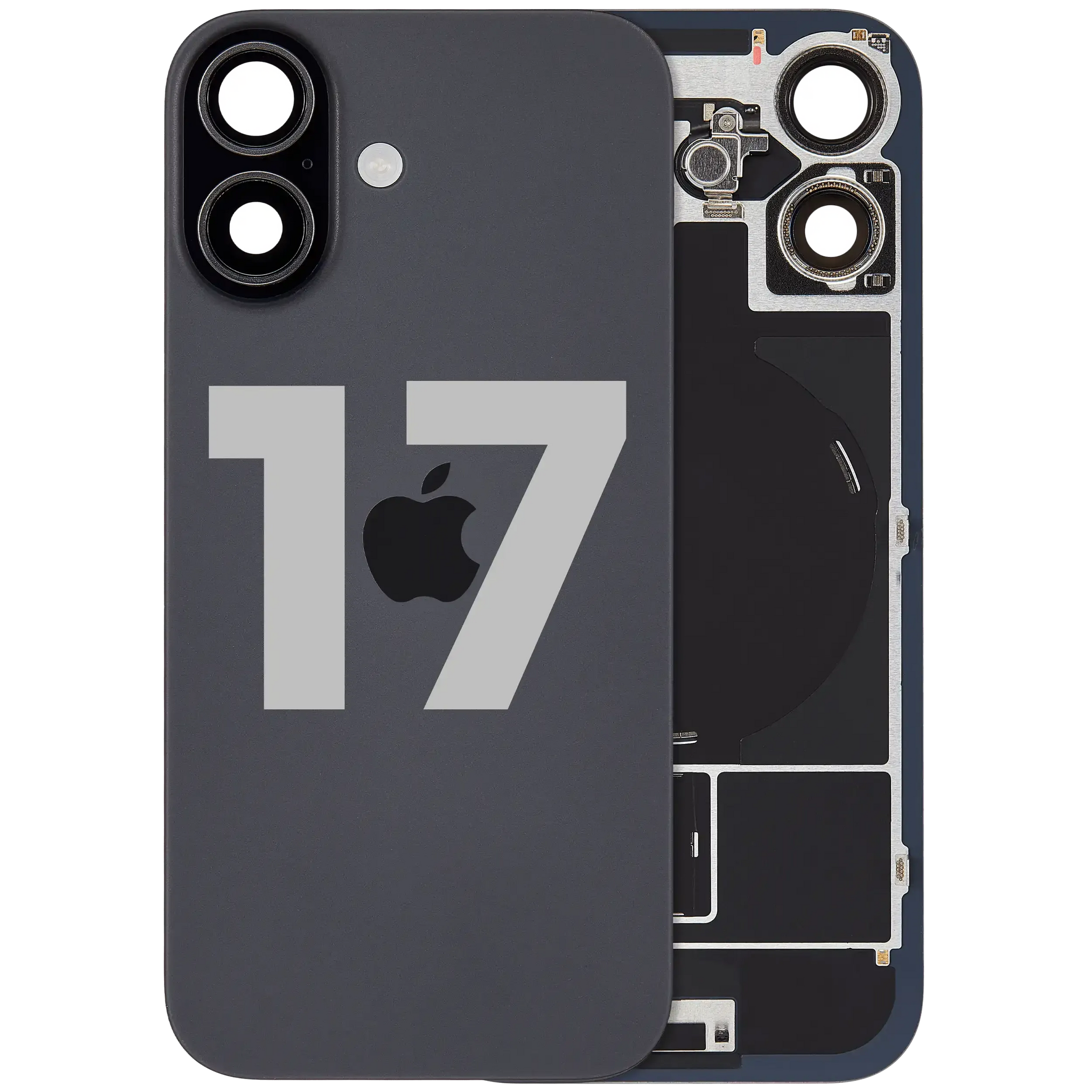 Back Glass w/ MagSafe Magnet & NFC & Flashlight Flex For iPhone 17 (Pull) (Black)