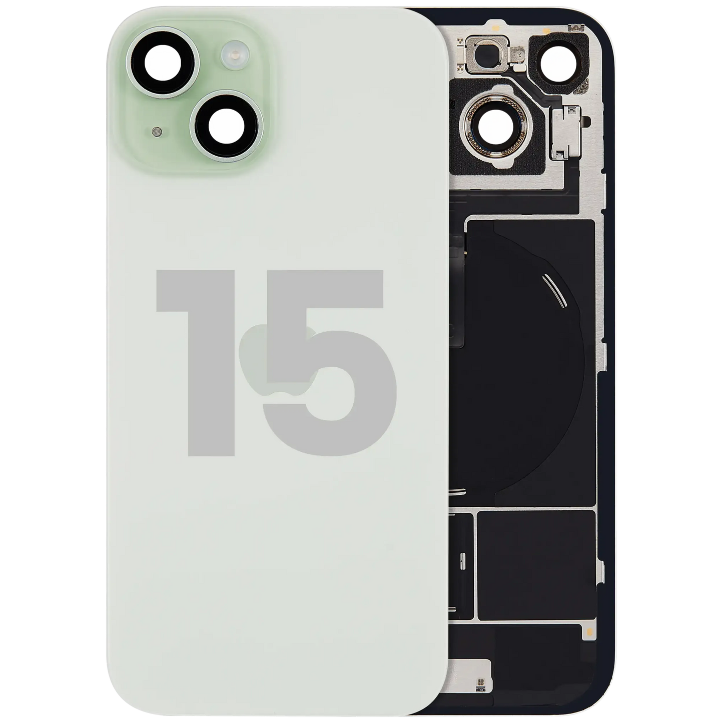 Back Glass w/ MagSafe Magnet & NFC & Flashlight Flex For iPhone 15 (Pull) (Green)