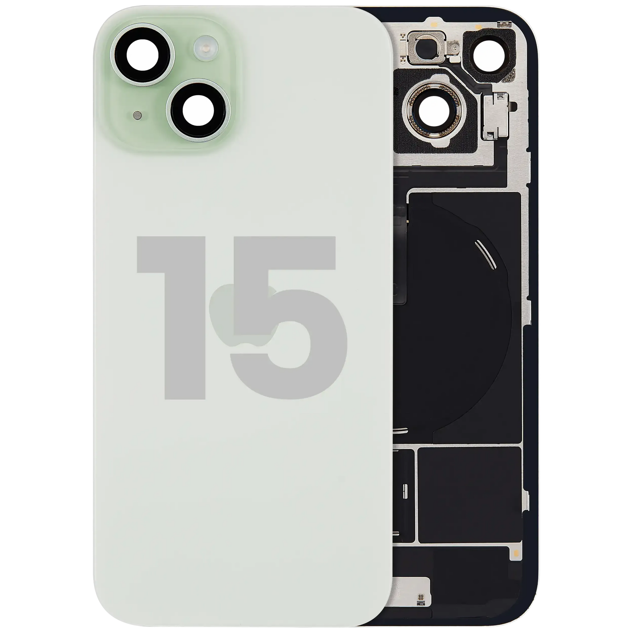 Back Glass w/ MagSafe Magnet & NFC & Flashlight Flex For iPhone 15 (Pull) (Green)