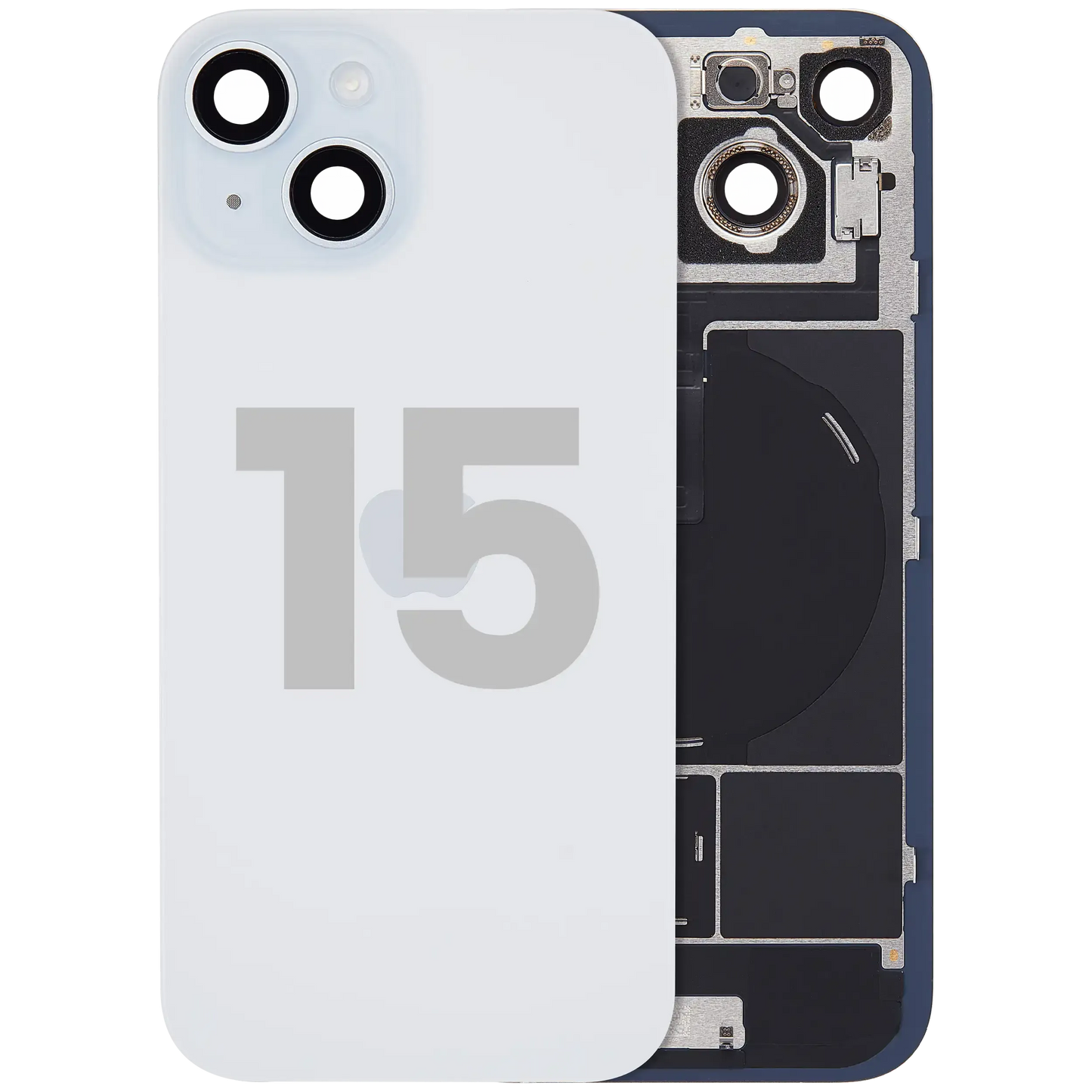 Back Glass w/ MagSafe Magnet & NFC & Flashlight Flex For iPhone 15 (Pull) (Blue)
