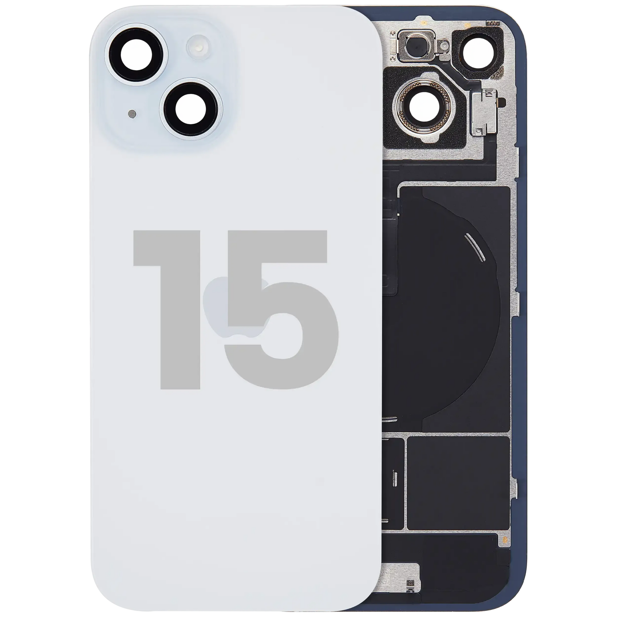 Back Glass w/ MagSafe Magnet & NFC & Flashlight Flex For iPhone 15 (Pull) (Blue)