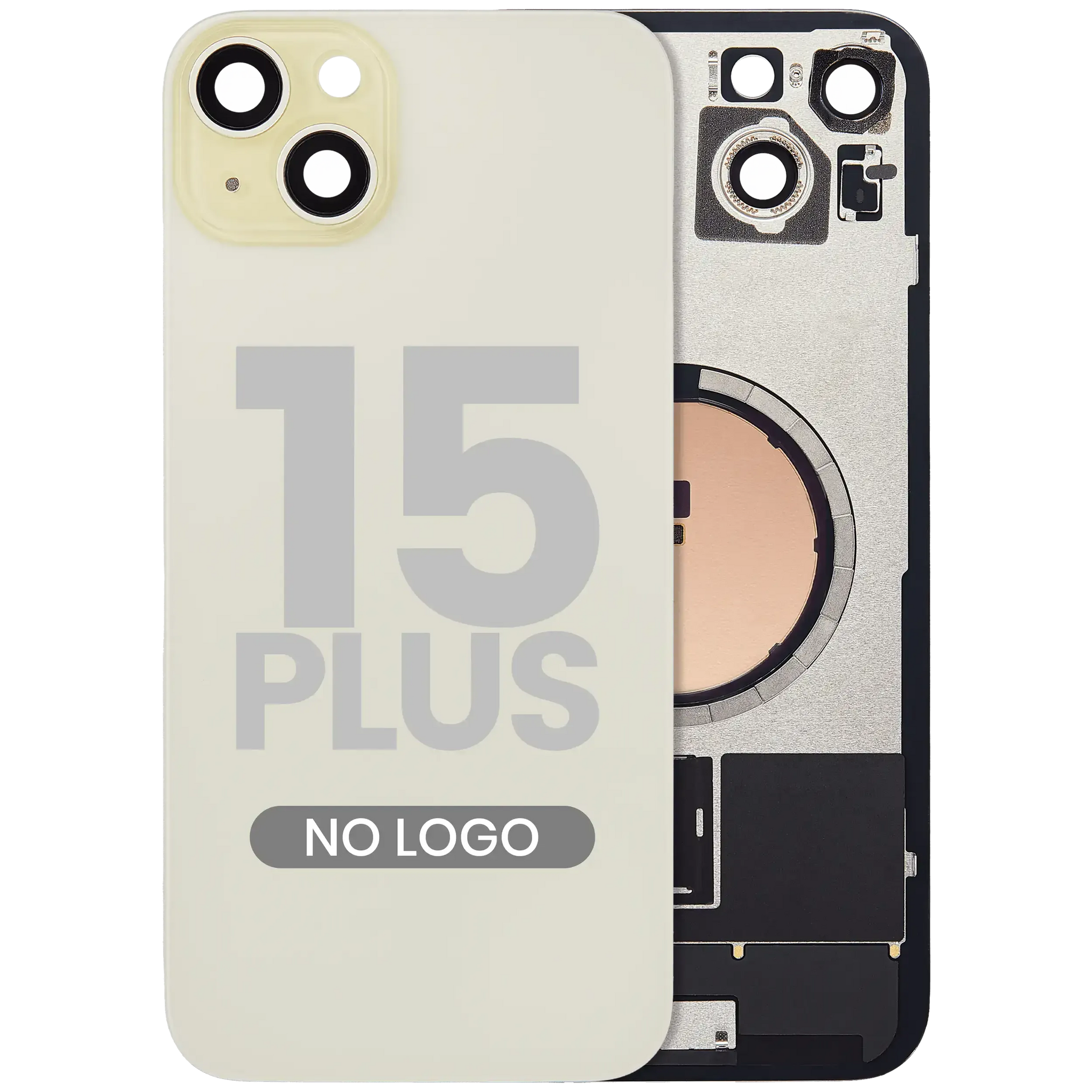 Back Glass w/ MagSafe Magnet For iPhone 15 Plus (Pull) (Yellow) (No Logo)