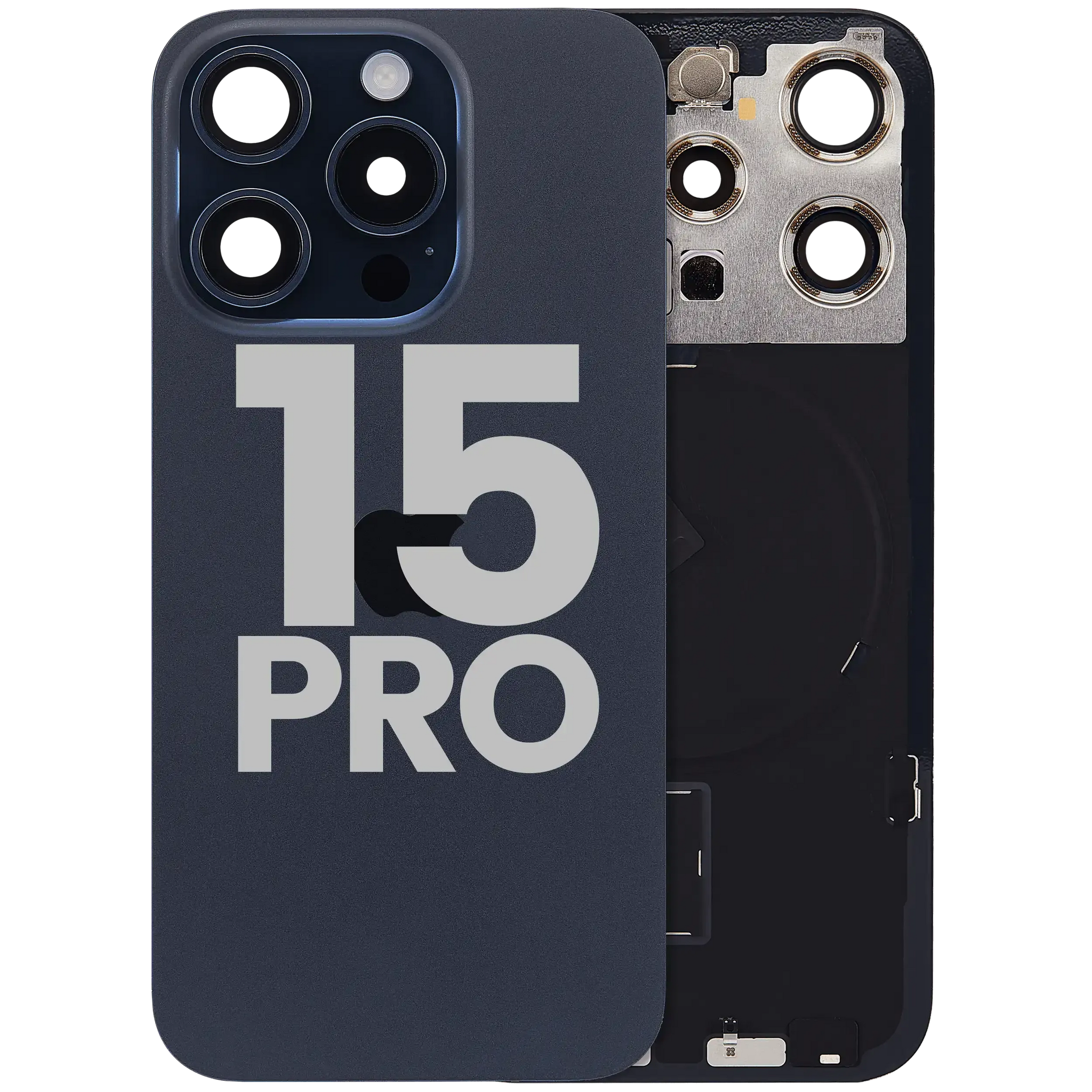 Back Glass w/ MagSafe Magnet & NFC & Flashlight Flex For iPhone 15 Pro (Pull) (Blue Titanium)