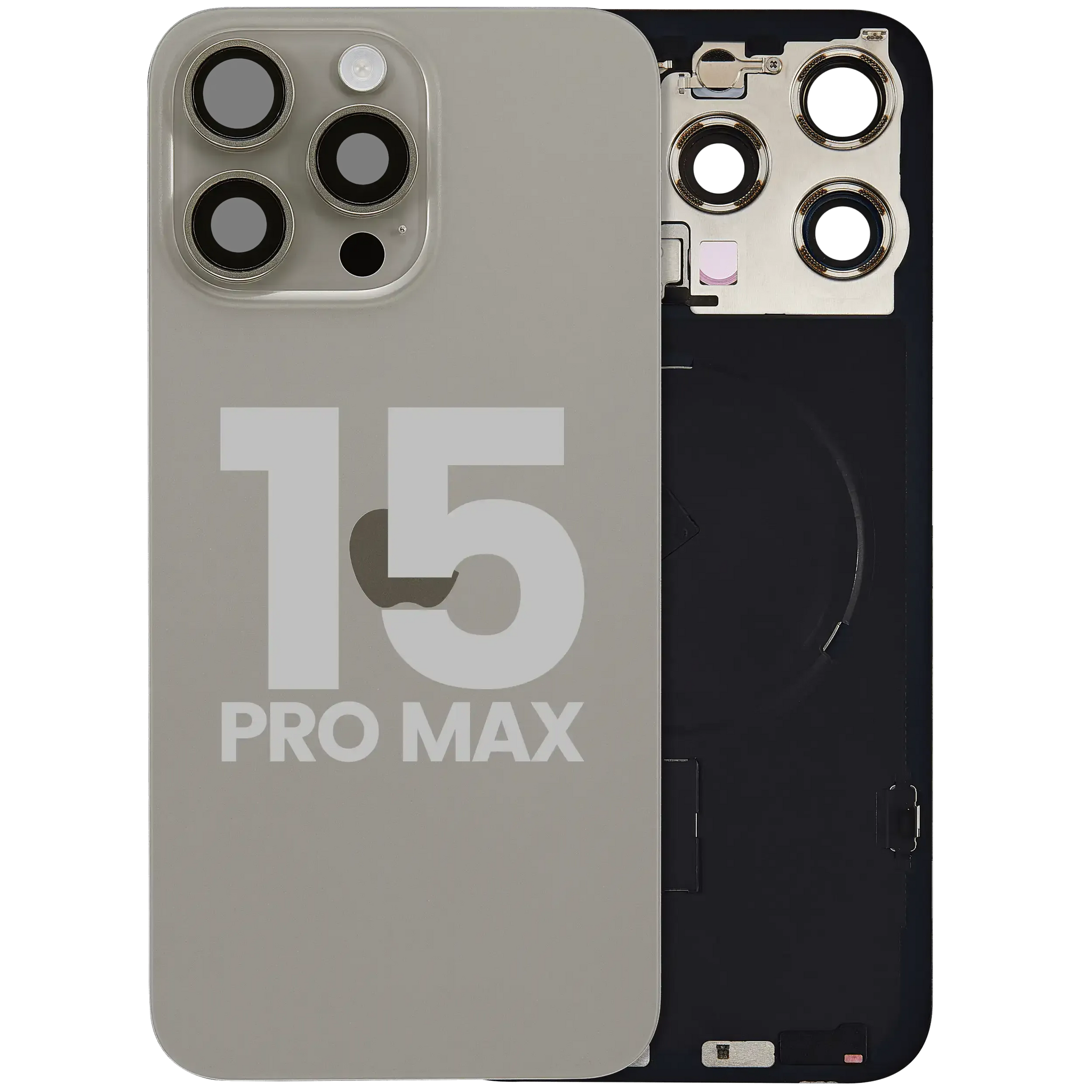 Back Glass w/ MagSafe Magnet & NFC & Flashlight Flex For iPhone 15 Pro Max (Pull) (Natural Titanium)