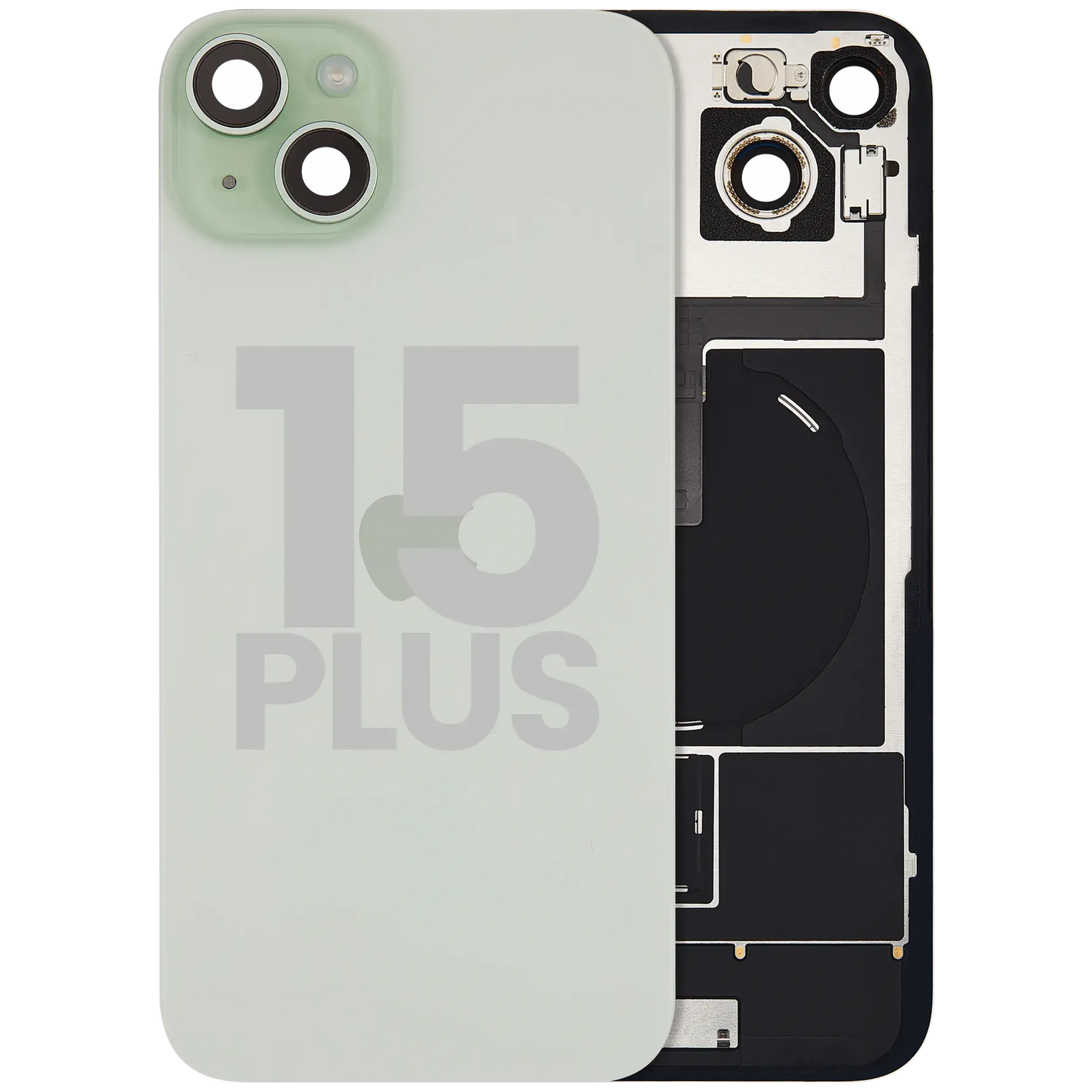 Back Glass w/ MagSafe Magnet & NFC & Flashlight Flex For iPhone 15 Plus (Pull) (Green)