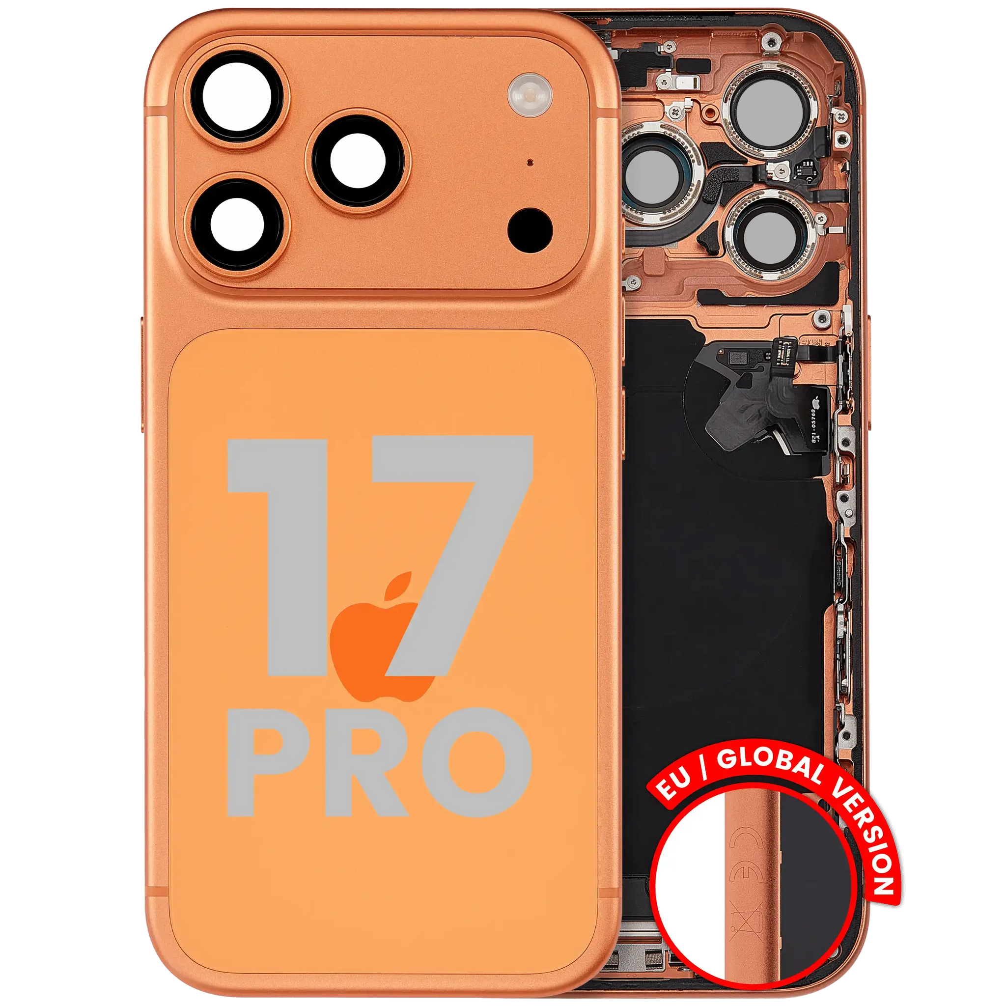 Back Housing W/ Charging Port Flex & Small Parts For iPhone 17 Pro (EU / Global Version) (Pull) (Cosmic Orange)