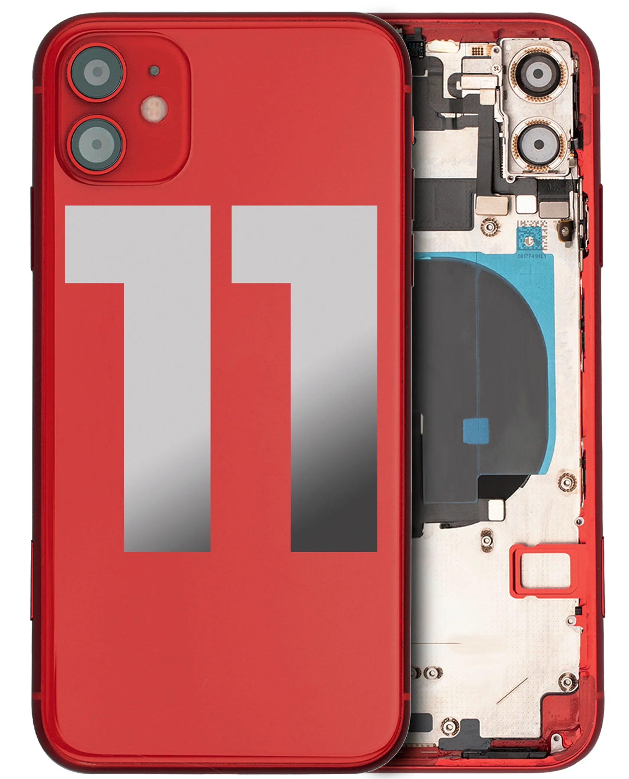 Back Housing W/ Small Components Pre-Installed For iPhone 11 (Used OEM) (Pull) (Red)