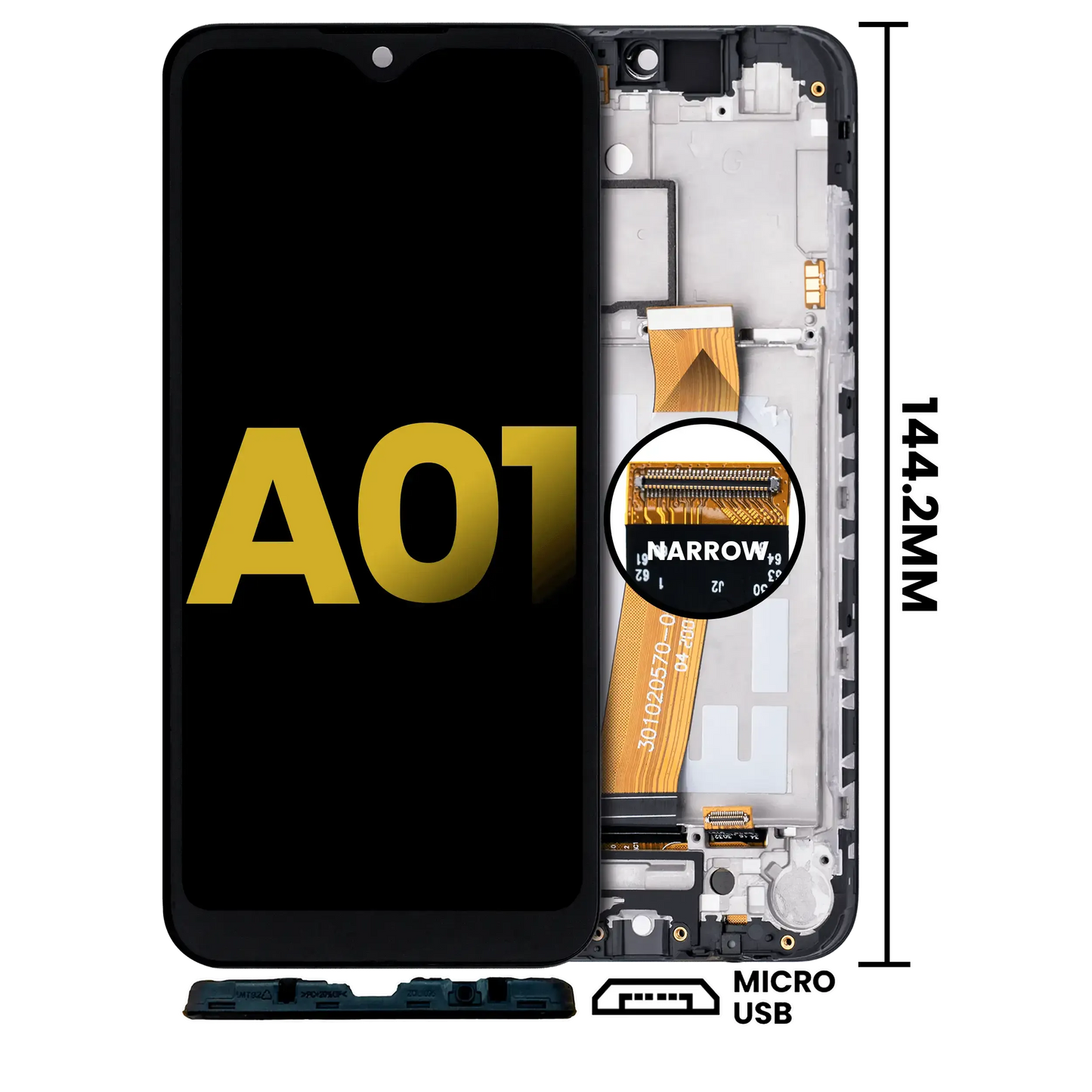 LCD Assembly With Frame For Samsung Galaxy A01 (Global Model) (Micro USB Frame) (Refurbished) (All Colors)