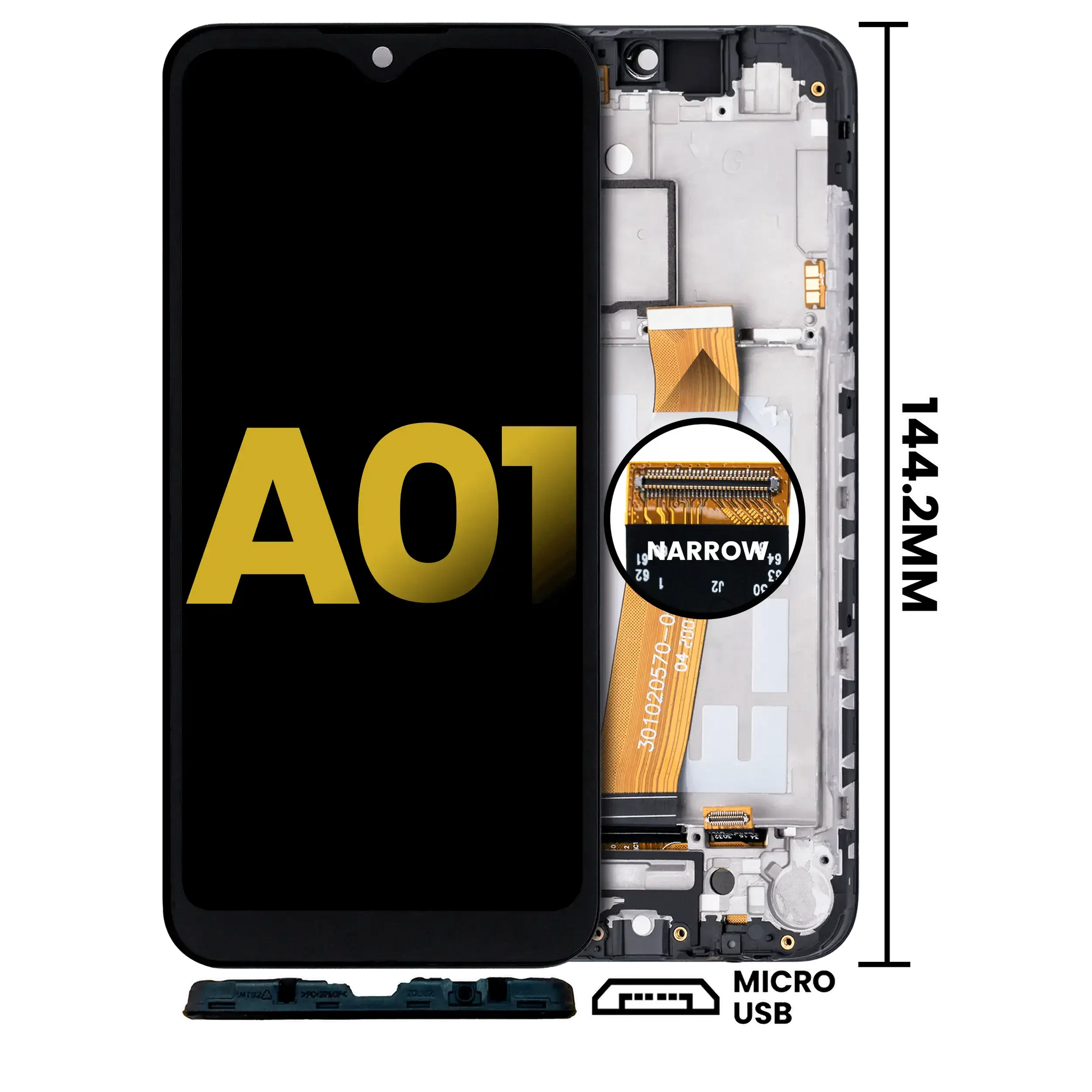LCD Assembly With Frame For Samsung Galaxy A01 (Global Model) (Micro USB Frame) (Refurbished) (All Colors)