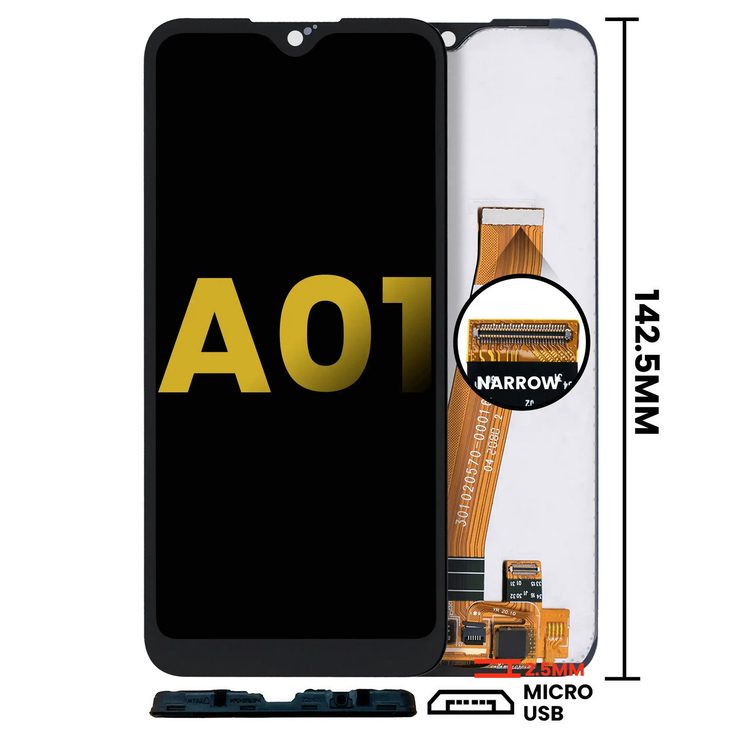LCD Assembly Without Frame For Samsung Galaxy A01 (Global Model) (Micro USB Frame) (Refurbished) (All Colors)