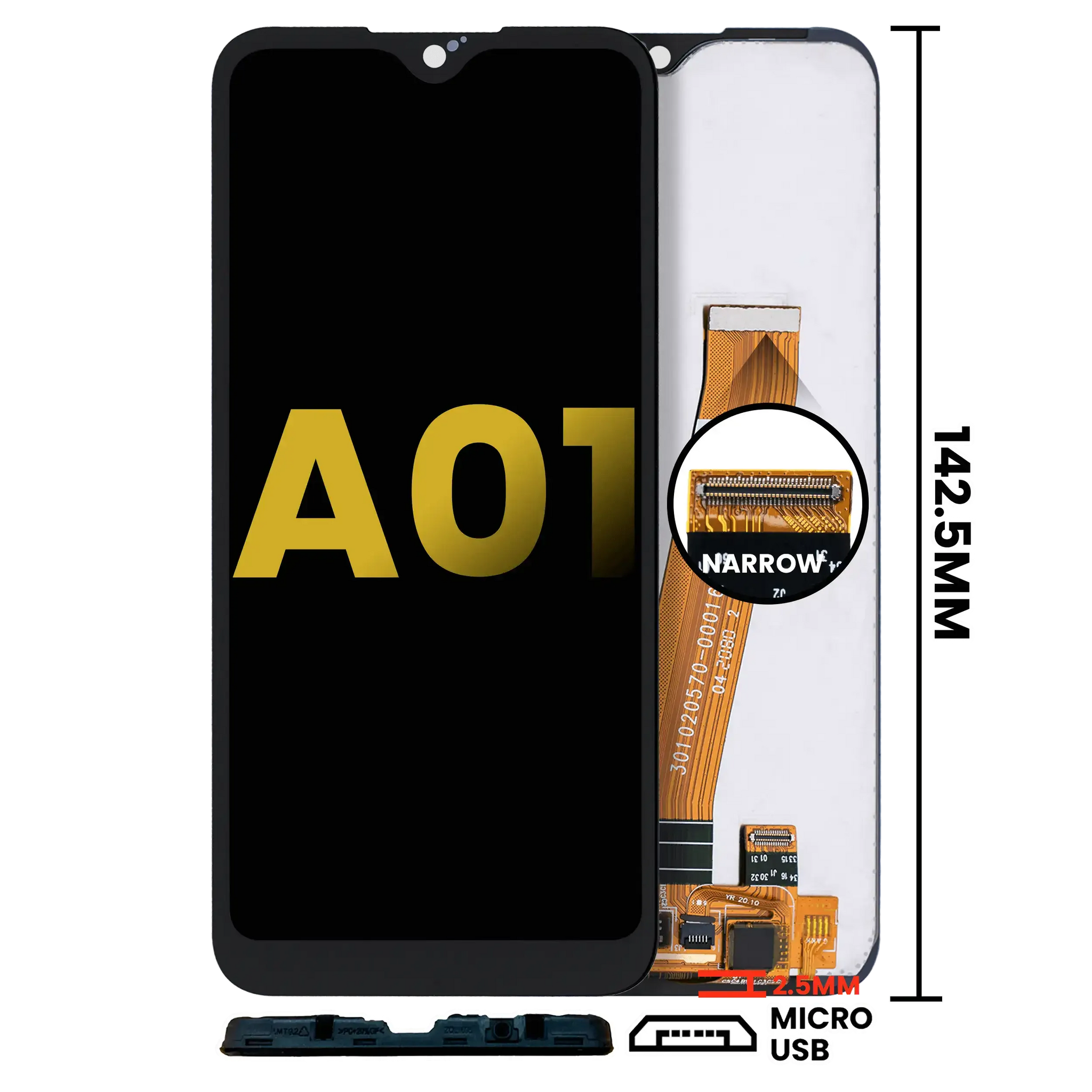 LCD Assembly Without Frame For Samsung Galaxy A01 (Global Model) (Micro USB Frame) (Refurbished) (All Colors)