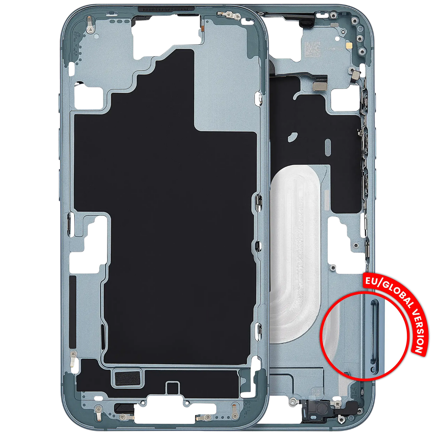 Mid-Frame Housing With Power And Volume Button For iPhone 16 (EU / Global Version) (Pull) (Teal)