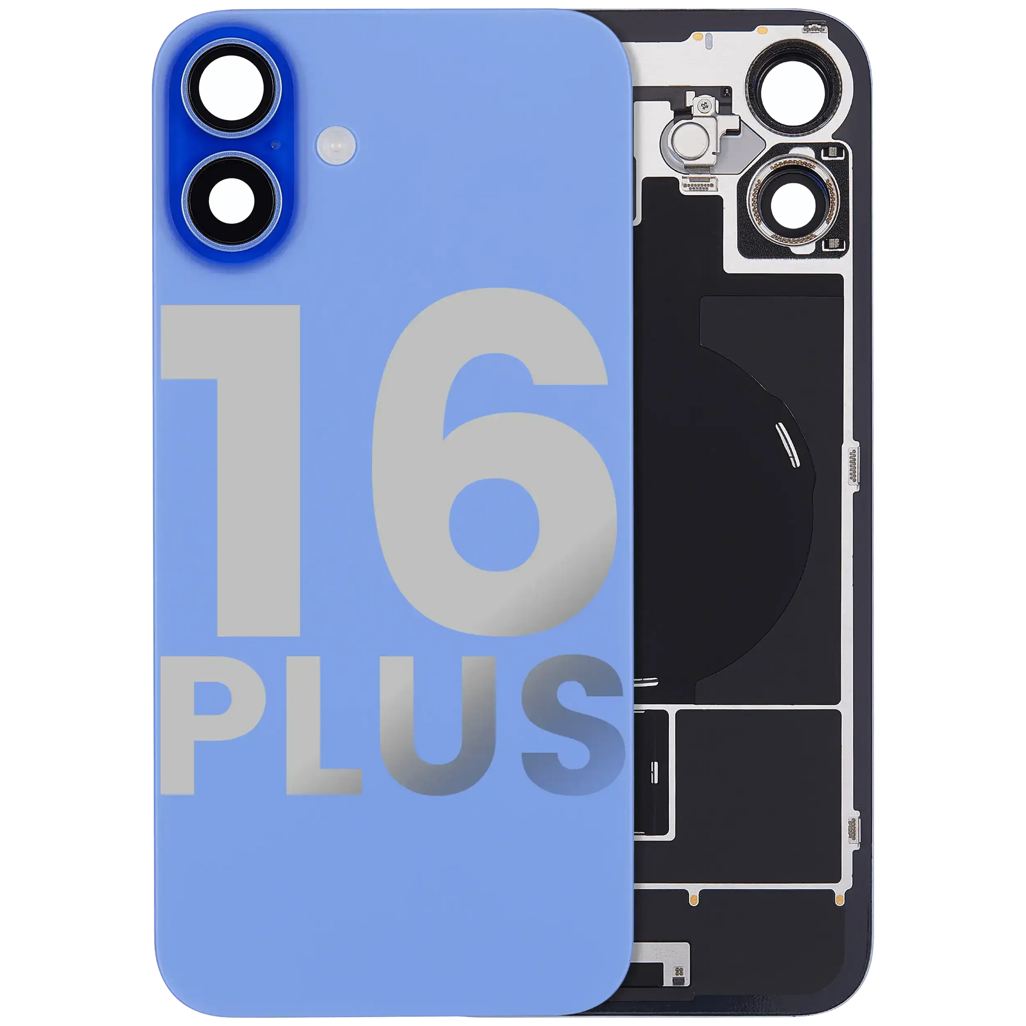 Back Glass w/ MagSafe Magnet & NFC & Flashlight Flex For iPhone 16 Plus ( Pull) (Ultramarine)