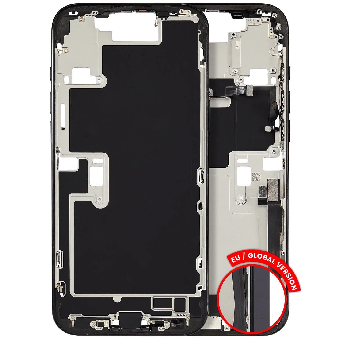 Mid-Frame Housing W/ Charging Port Flex & Small Parts For iPhone 16 Pro Max (EU / Global Version) (Pull) (Black Titanium)