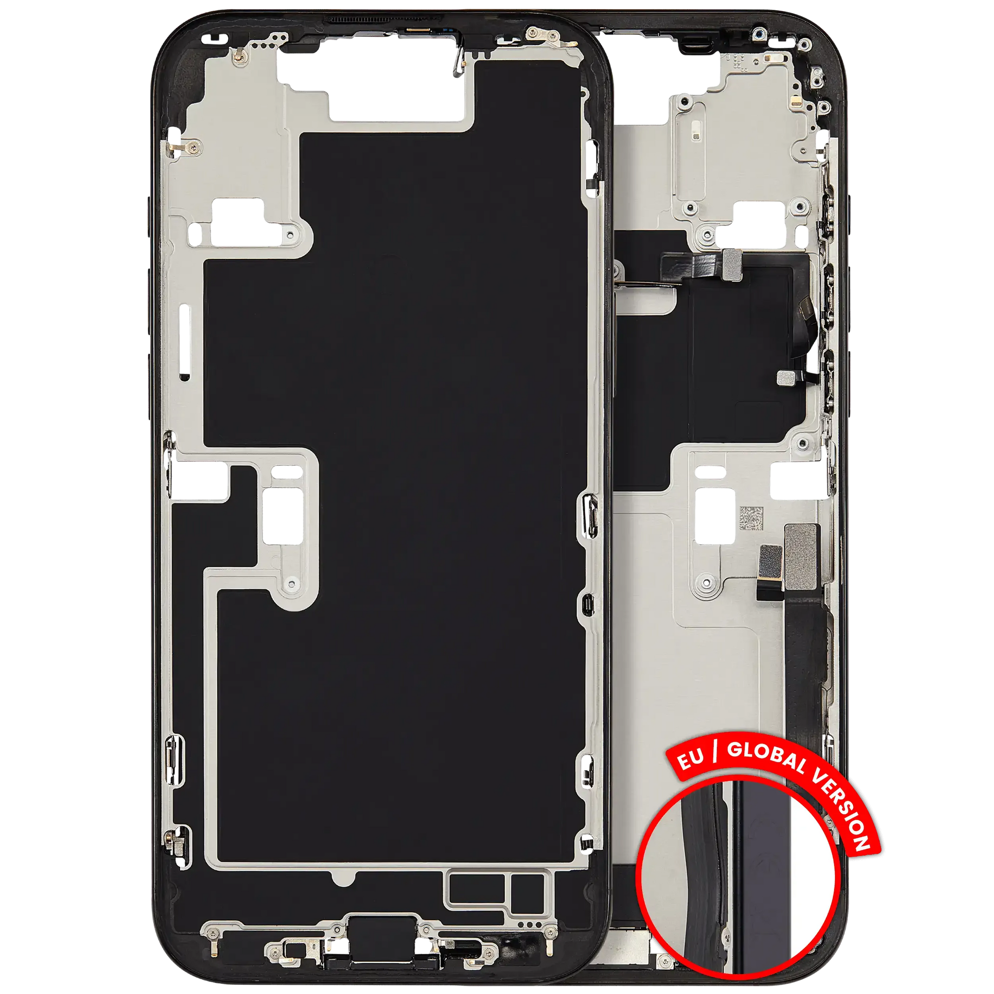 Mid-Frame Housing W/ Charging Port Flex & Small Parts For iPhone 16 Pro Max (EU / Global Version) (Pull) (Black Titanium)