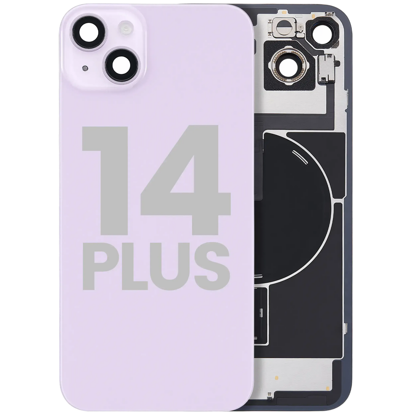 Back Glass w/ MagSafe Magnet & NFC & Flashlight Flex For iPhone 14 Plus (Pull) (Purple)