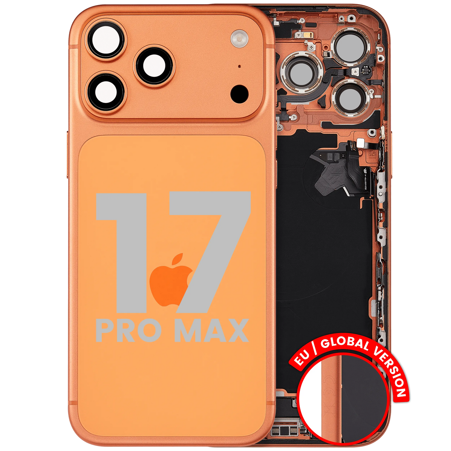 Back Housing W/ Charging Port Flex & Small Parts For iPhone 17 Pro Max (EU / Global Version) (Pull) (Cosmic Orange)