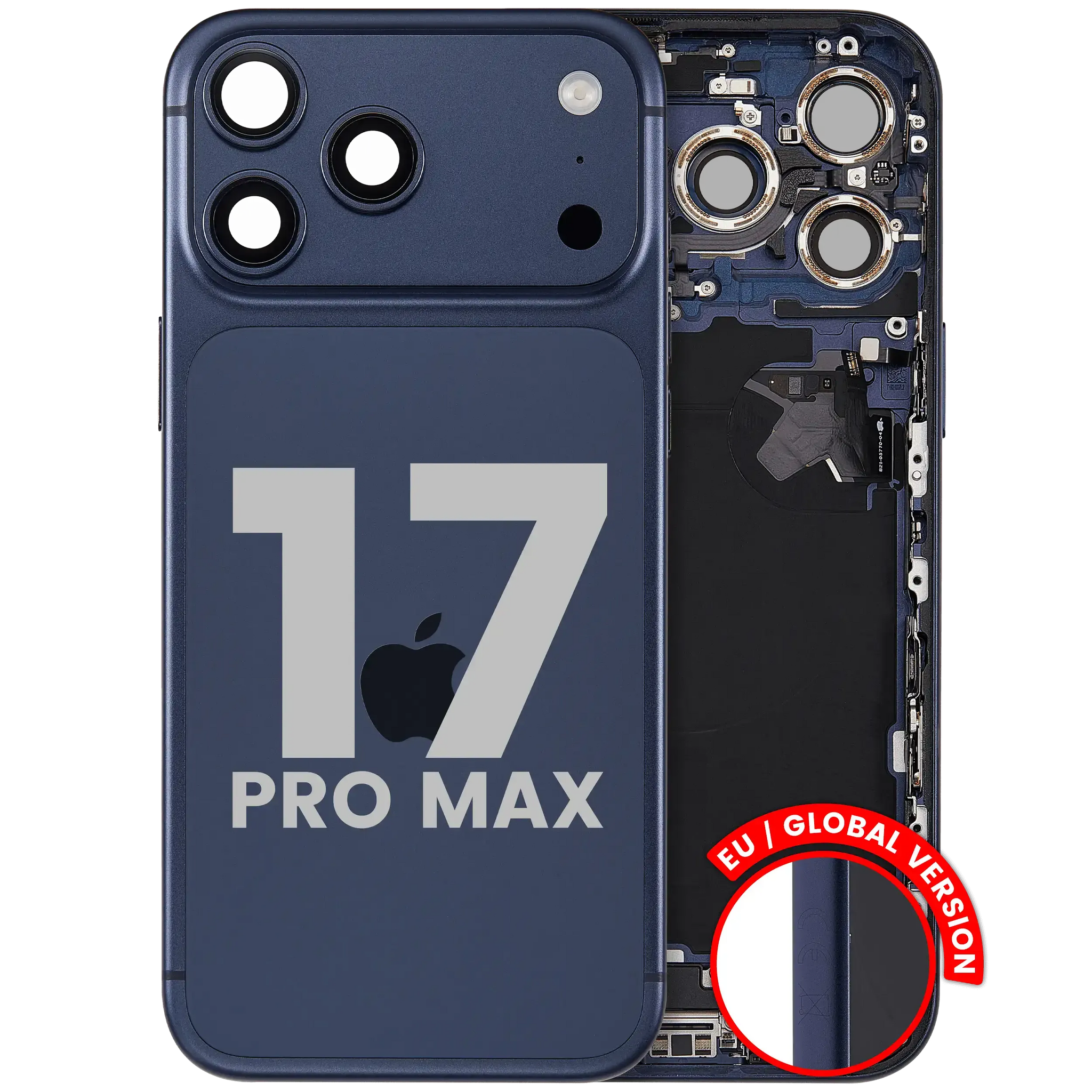 Back Housing W/ Charging Port Flex & Small Parts For iPhone 17 Pro Max (EU / Global Version) (Pull) (Deep Blue)