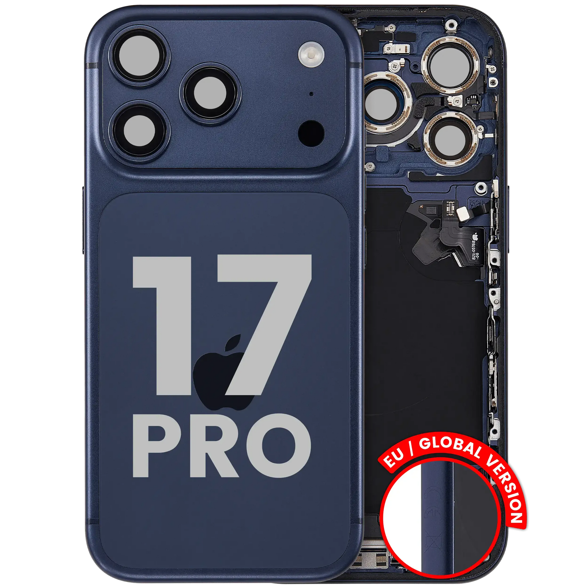 Back Housing W/ Charging Port Flex & Small Parts For iPhone 17 Pro (EU / Global Version) (Pull) (Deep Blue)