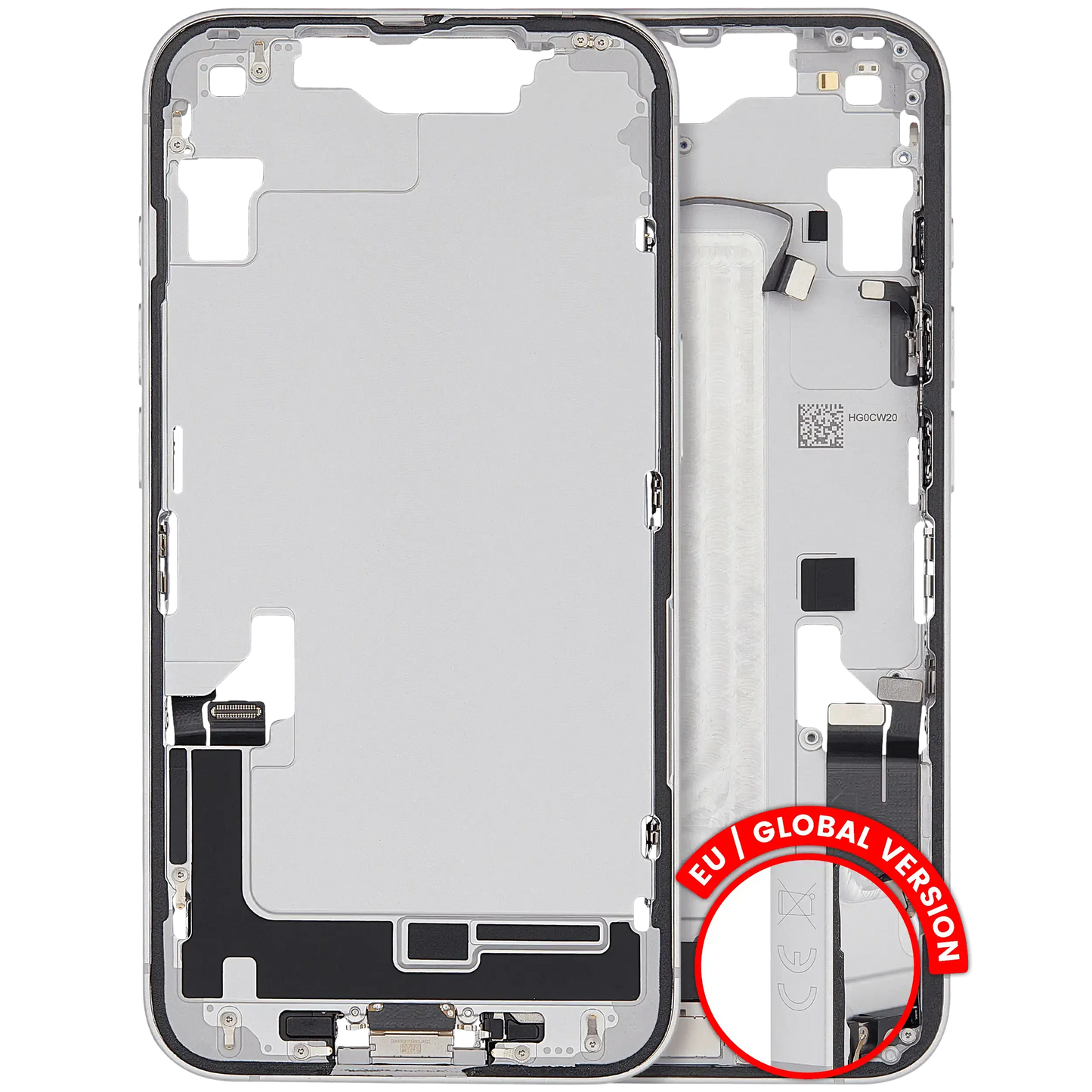 Mid-Frame Housing W/ Charging Port Flex & Small Parts For iPhone 16e (EU / Global Version) (Pull) (White)