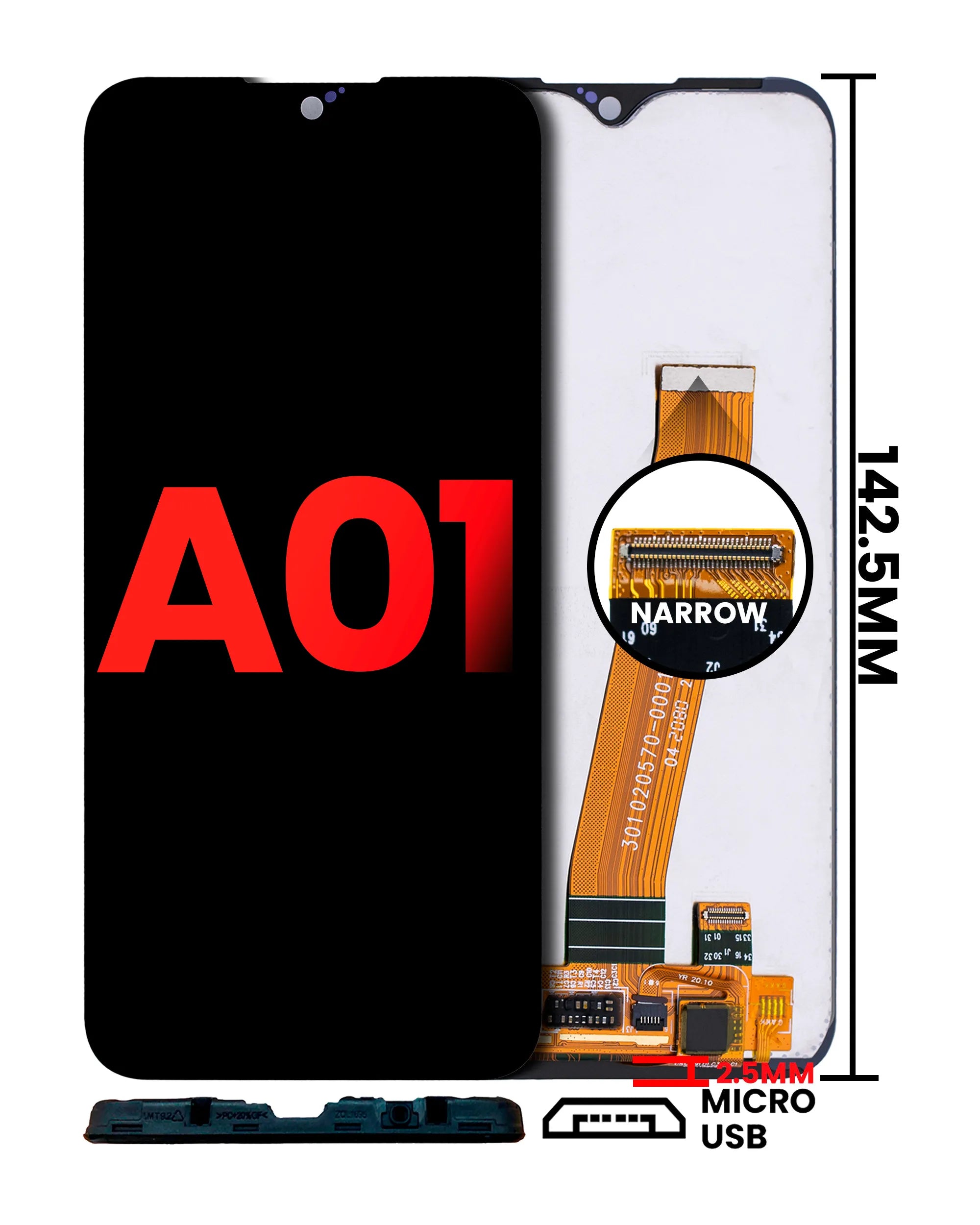 LCD Assembly Without Frame For Samsung Galaxy A01 (Global Model) (Micro USB Frame) (Incell) (All Colors)