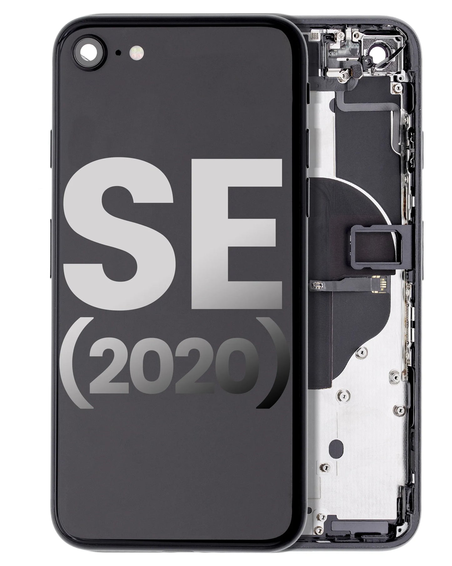 Back Housing W/ Small Components Pre-Installed For iPhone SE (2020) (Used OEM) (Pull) (Black)