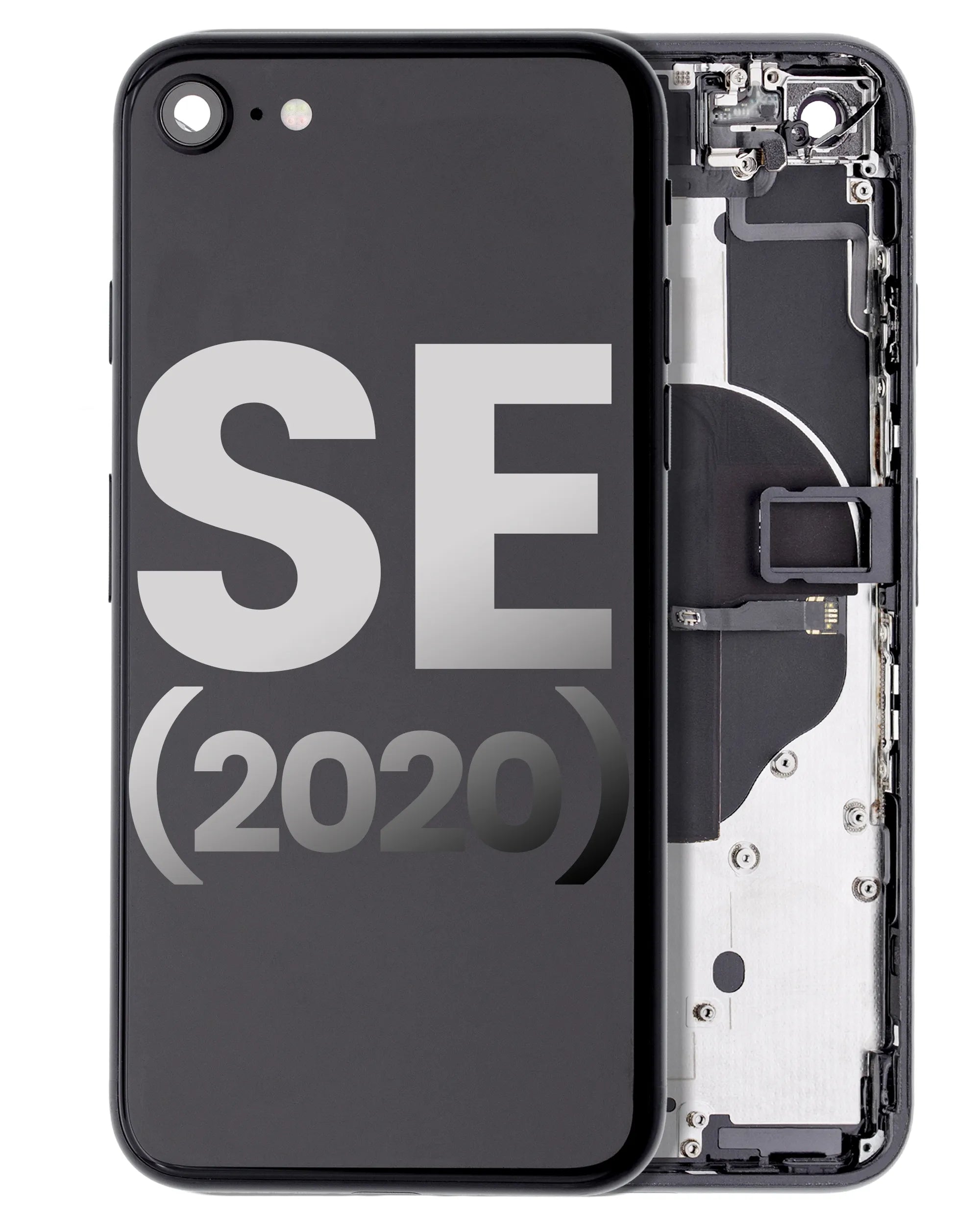 Back Housing W/ Small Components Pre-Installed For iPhone SE (2020) (Used OEM) (Pull) (Black)