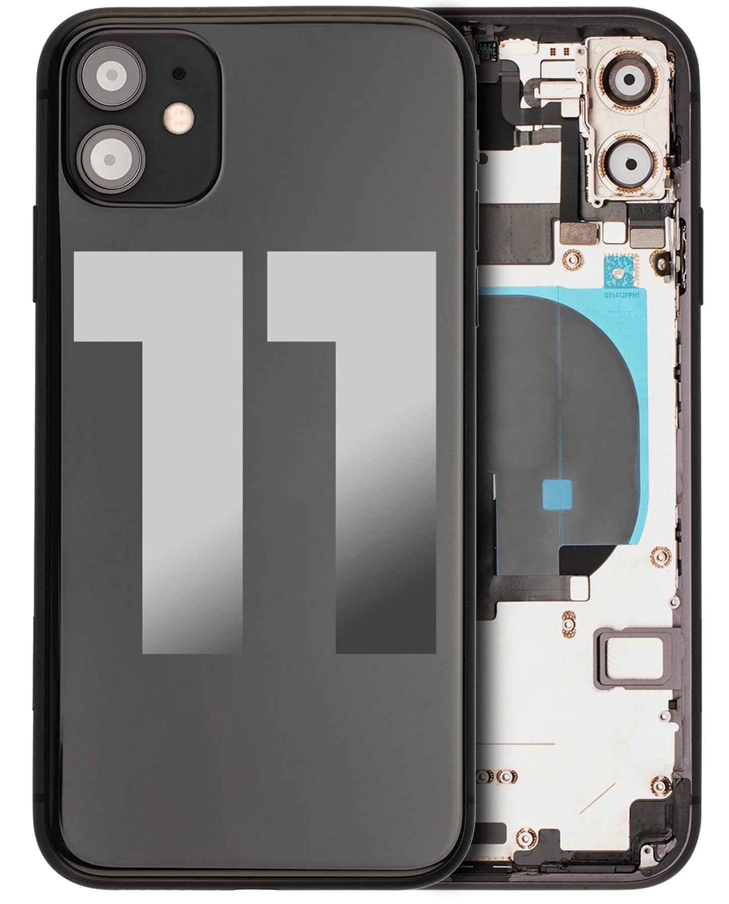 Back Housing W/ Small Components Pre-Installed For iPhone 11 (Used OEM) (Pull) (Black)