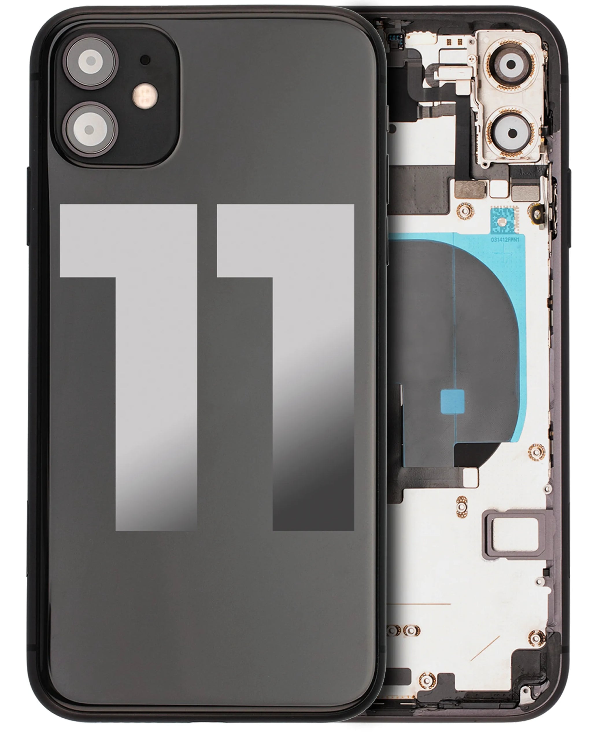 Back Housing W/ Small Components Pre-Installed For iPhone 11 (Used OEM) (Pull) (Black)