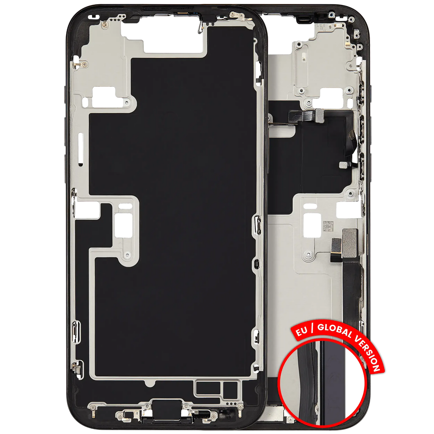 Mid-Frame Housing W/ Charging Port Flex & Small Parts For iPhone 16 Pro Max (EU / Global Version) (Pull) (Black Titanium)
