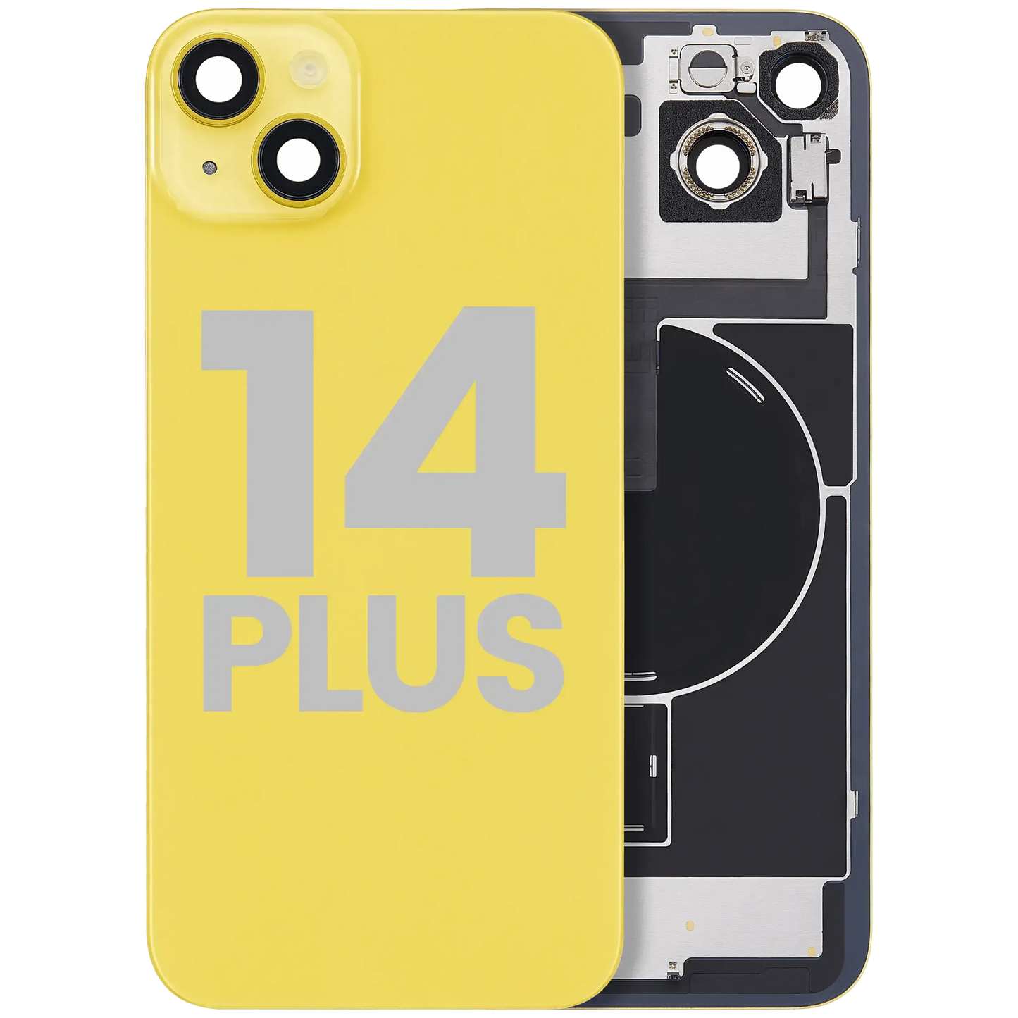 Back Glass w/ MagSafe Magnet & NFC & Flashlight Flex For iPhone 14 Plus (Pull) (Yellow)