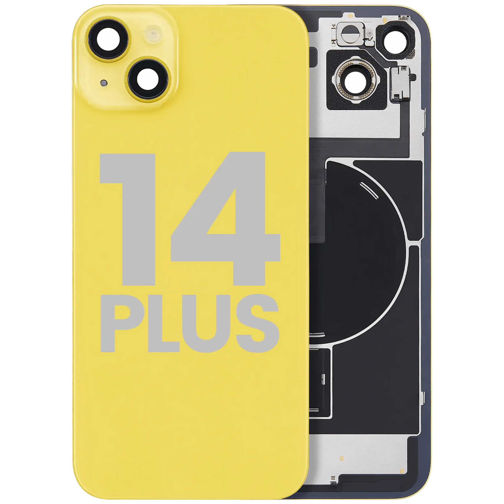Back Glass w/ MagSafe Magnet & NFC & Flashlight Flex For iPhone 14 Plus (Pull) (Yellow)