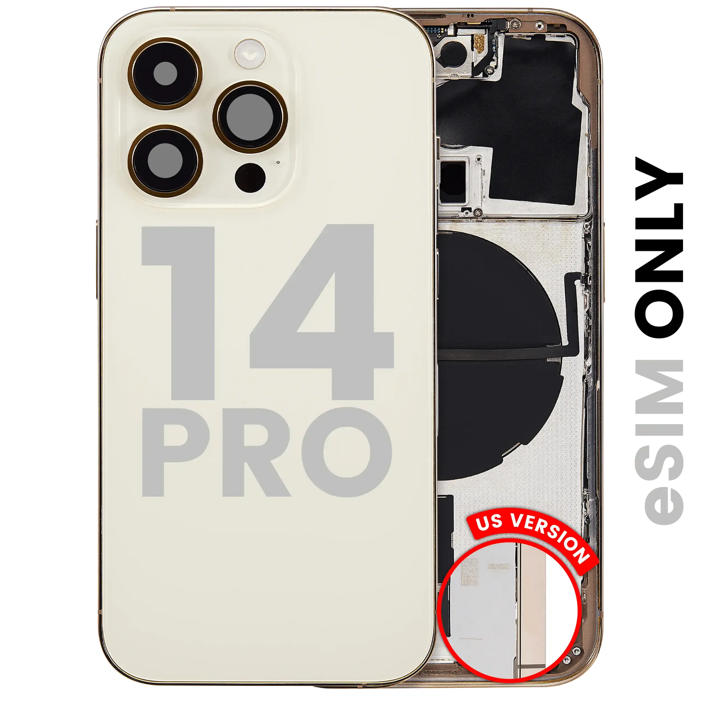 Back Housing W/ Small Parts For iPhone 14 Pro (US Version) (Pull) (Gold)