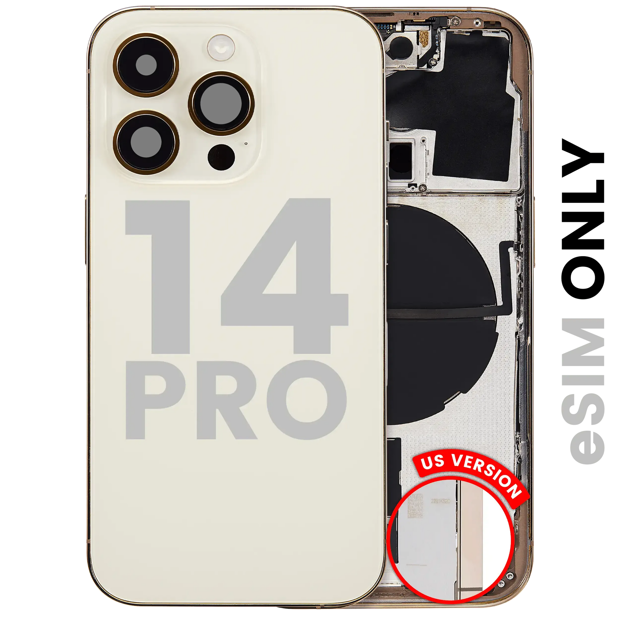 Back Housing W/ Small Parts For iPhone 14 Pro (US Version) (Pull) (Gold)