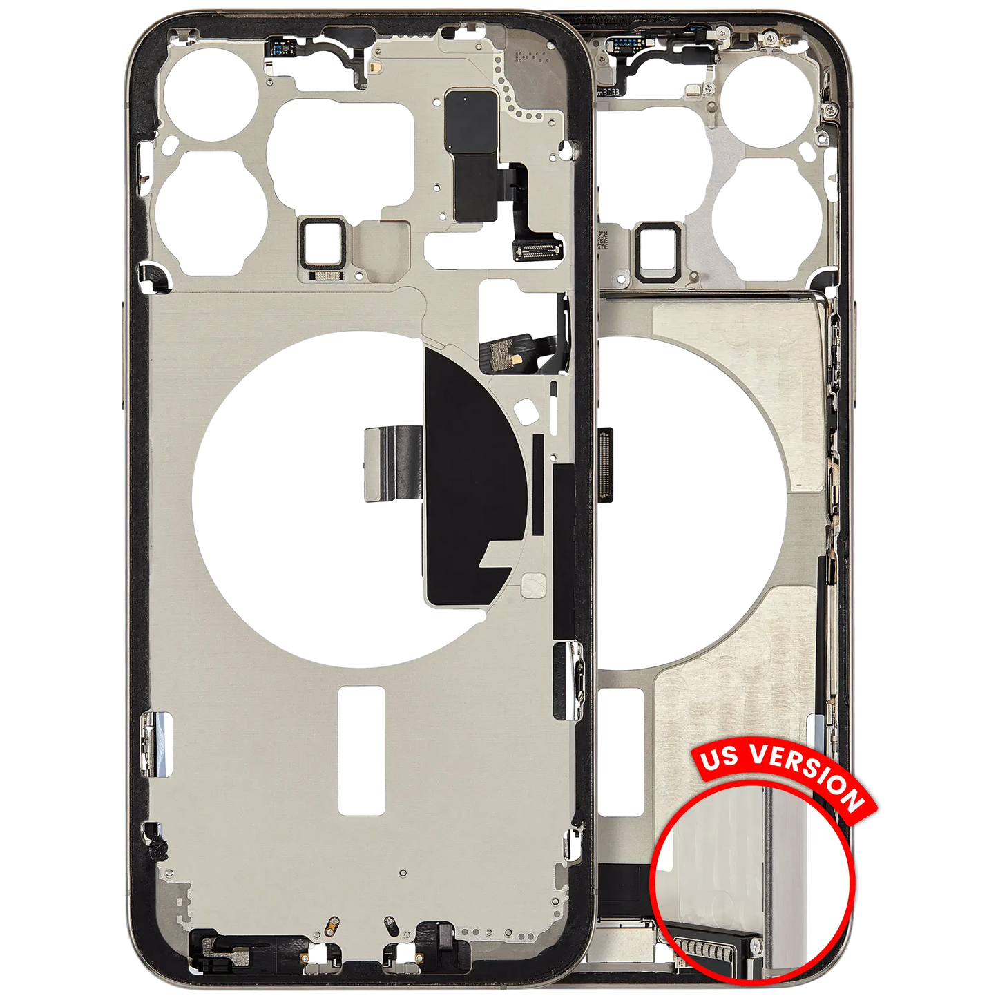 Mid-Frame Housing W/ Charging Port Flex & Small Parts For iPhone 15 Pro Max (Pull) (Natural Titanium)