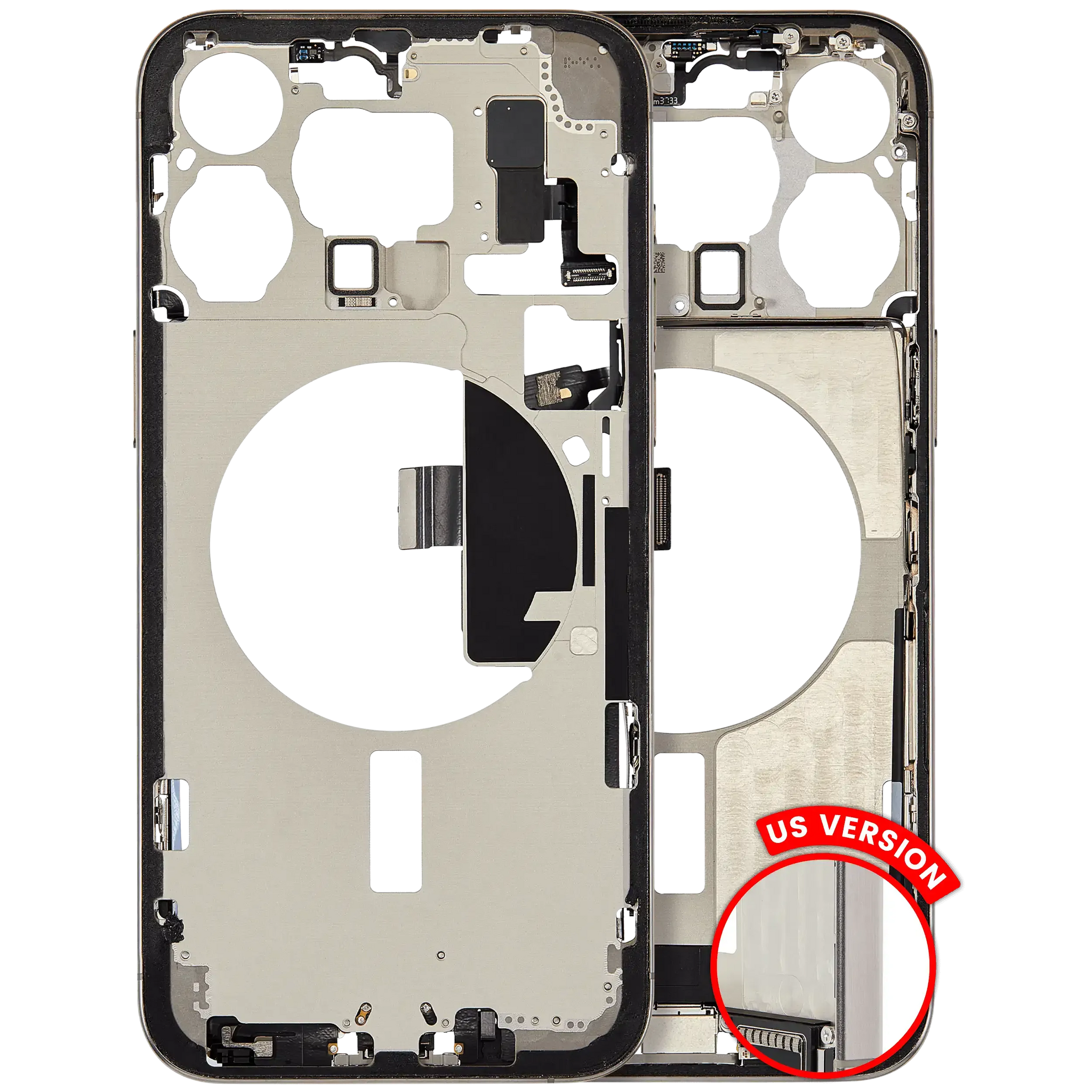 Mid-Frame Housing W/ Charging Port Flex & Small Parts For iPhone 15 Pro Max (Pull) (Natural Titanium)