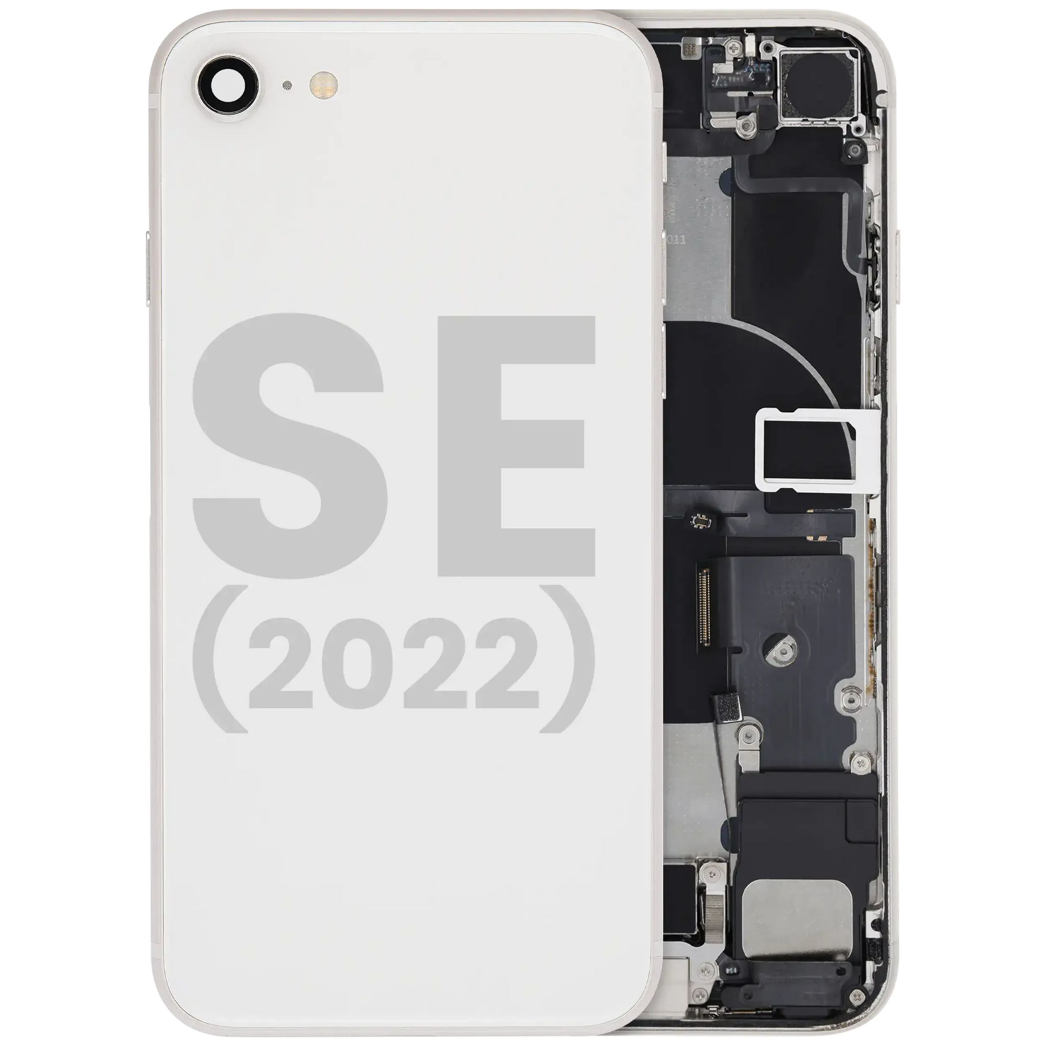 Back Housing W/ Charging Port Flex and Small Components Pre-Installed For iPhone SE (2022) (Used OEM) (Pull) (Starlight)