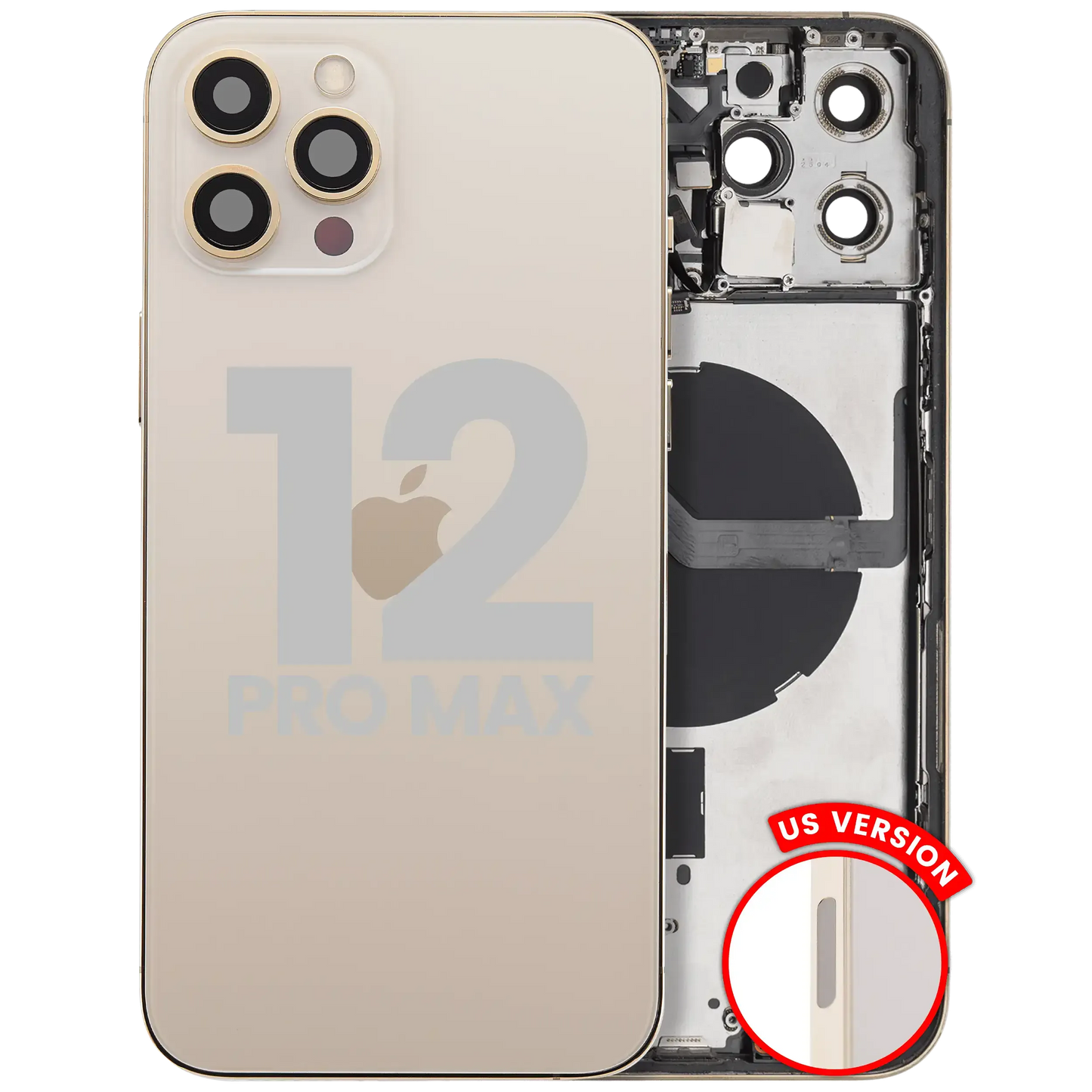 Back Housing W/ Small Parts For iPhone 12 Pro Max (US Version) (Pull) (Gold)