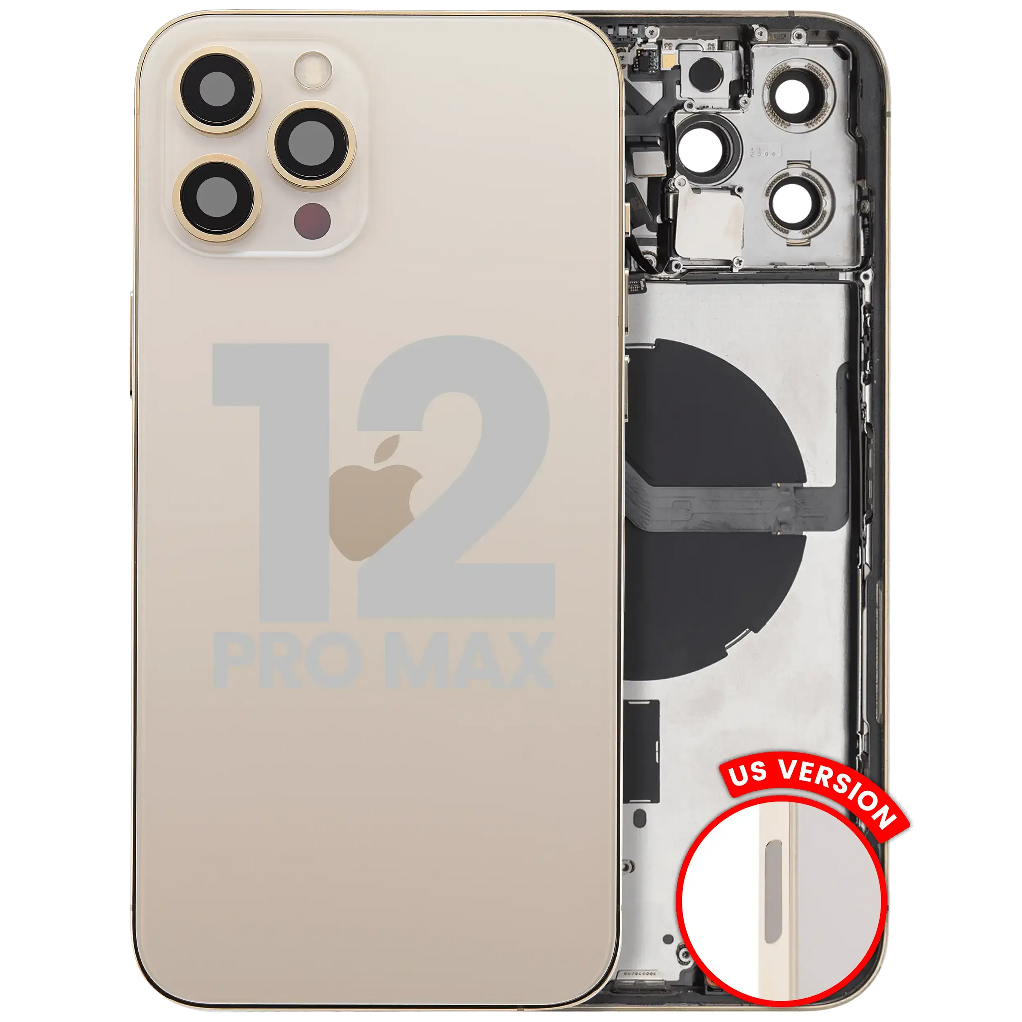 Back Housing W/ Small Parts For iPhone 12 Pro Max (US Version) (Pull) (Gold)